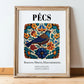 Pécs, Hungary – Global Cities Wall Print, in wooden frame leaning on the floor
