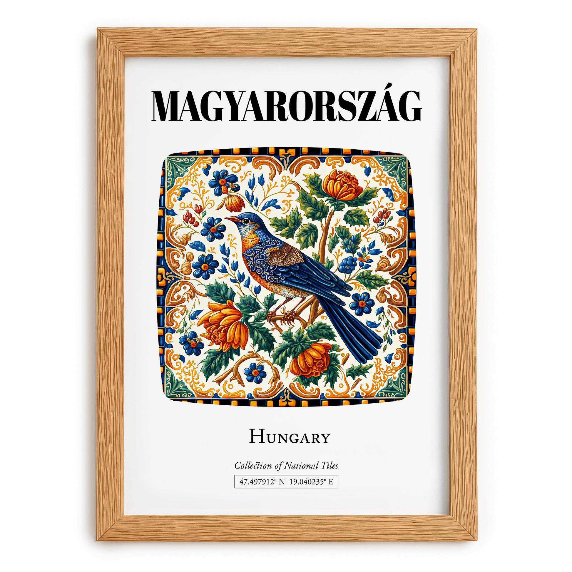 Magyarország, Hungary – Architectural Travel Art, set in oak frame