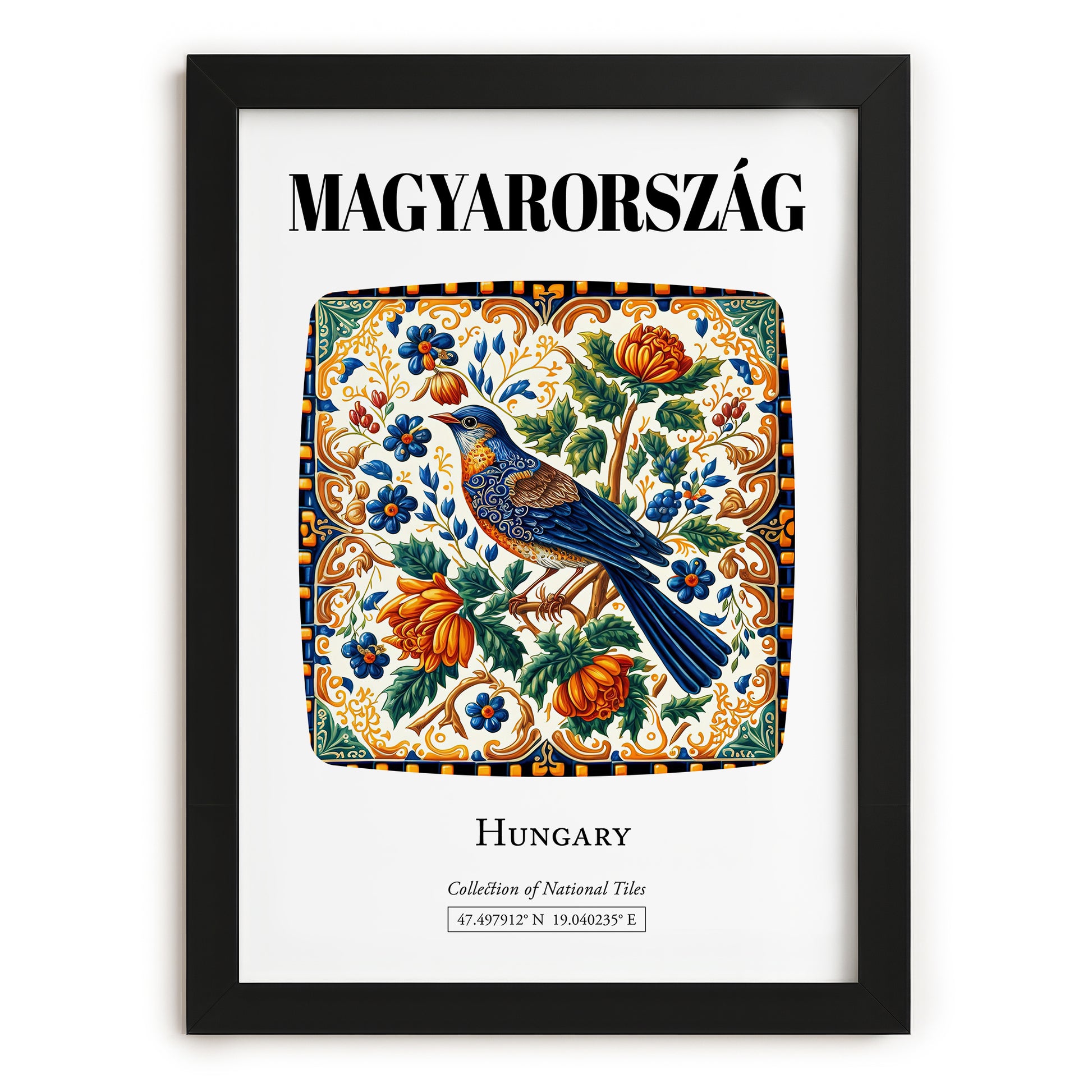Magyarország, Hungary – Architectural Travel Art, in sleek black frame