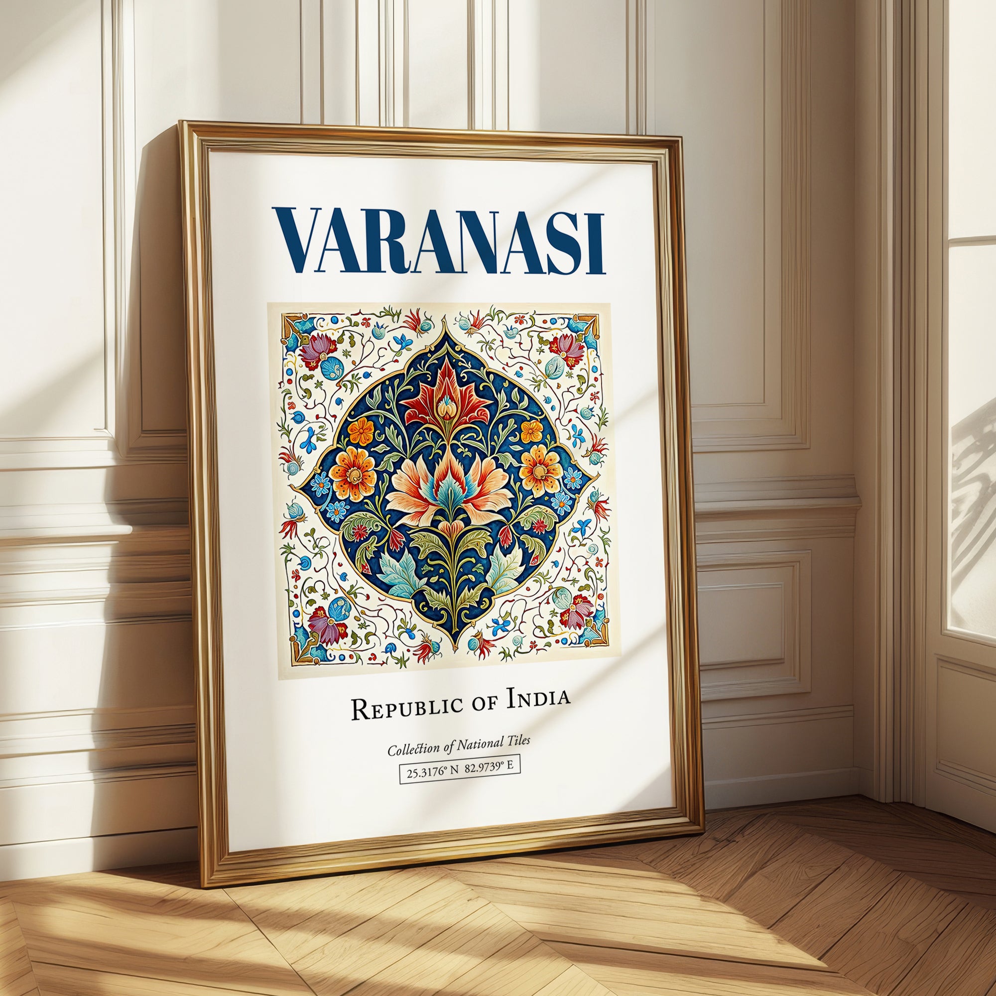 Varanasi, India – Minimalist Travel Print, styled in a charming Paris street view
