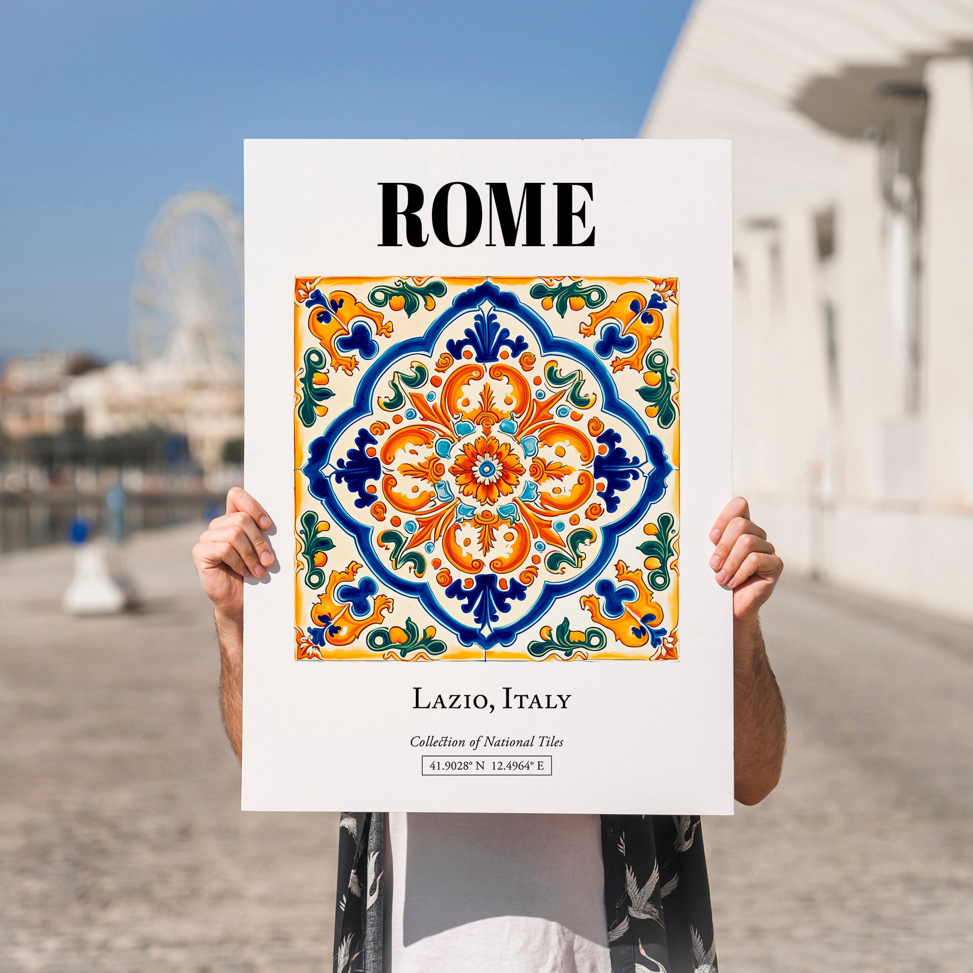 Rome, Italy – Travel Poster, no-text version framed in wood