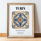 Turin, Italy – Travel Wall Decor, in wooden frame leaning on the floor