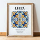 Lucca, Italy – Travel Poster, in wooden frame leaning on the floor