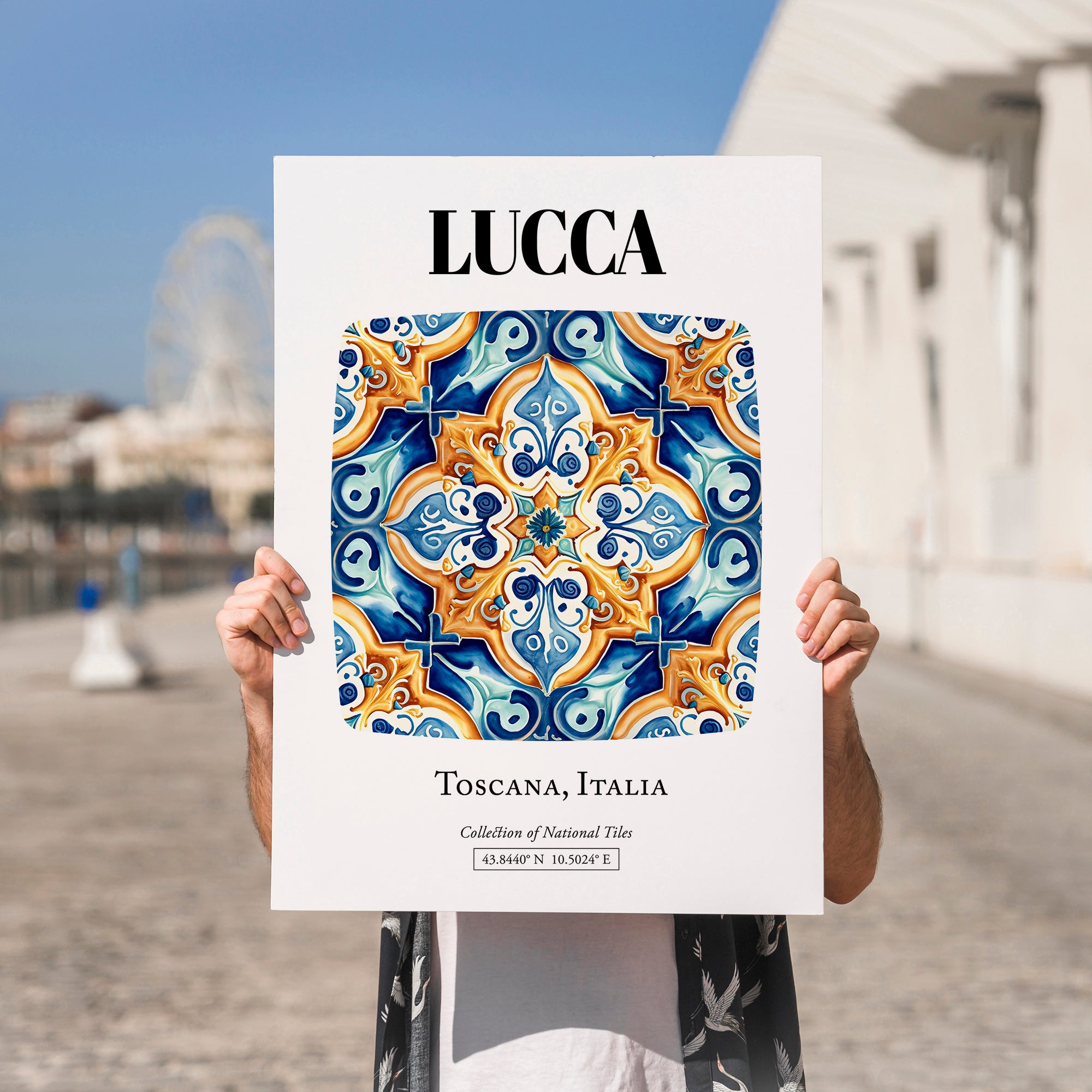 Lucca, Italy – Travel Poster, no-text version framed in wood
