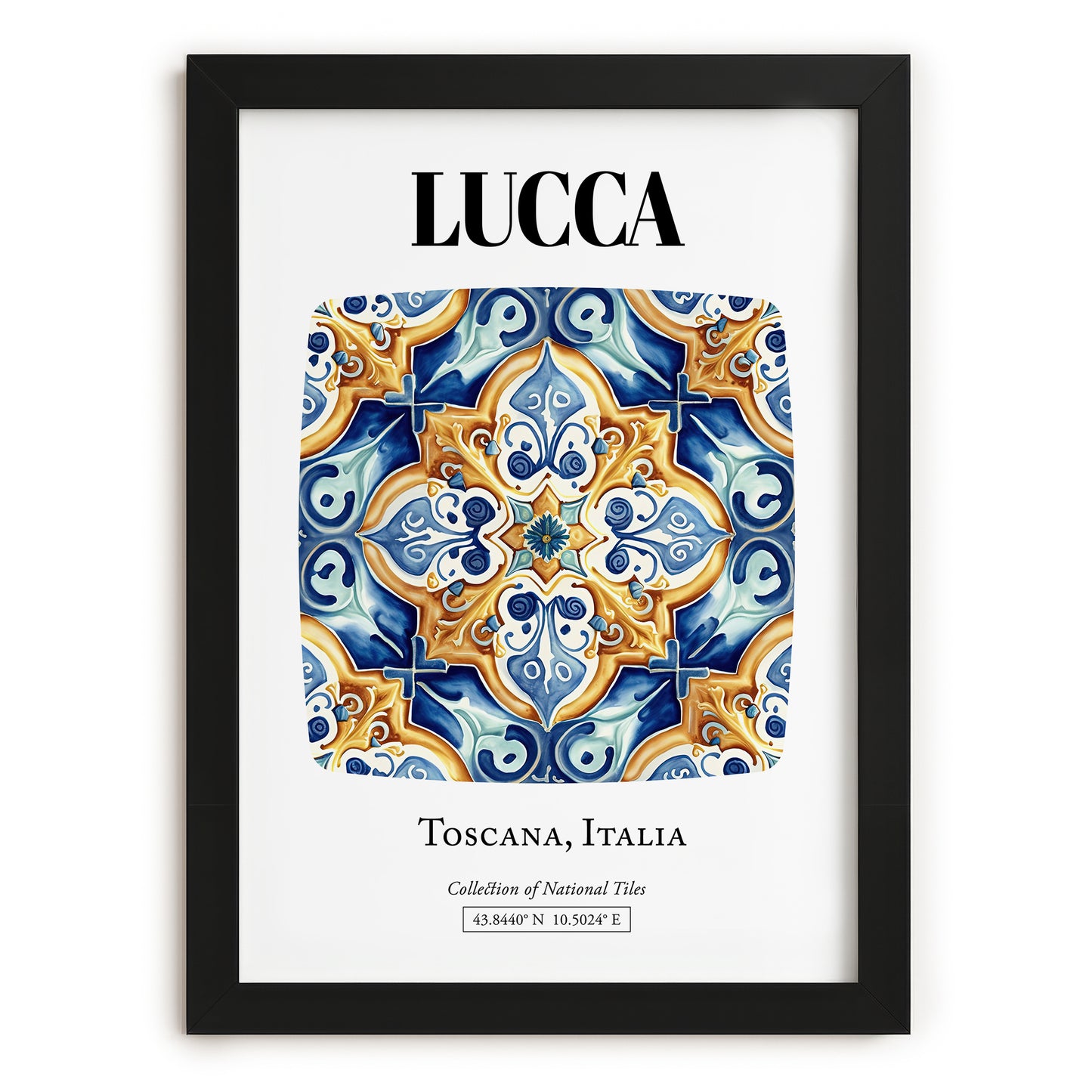 Lucca, Italy – Travel Poster, in sleek black frame