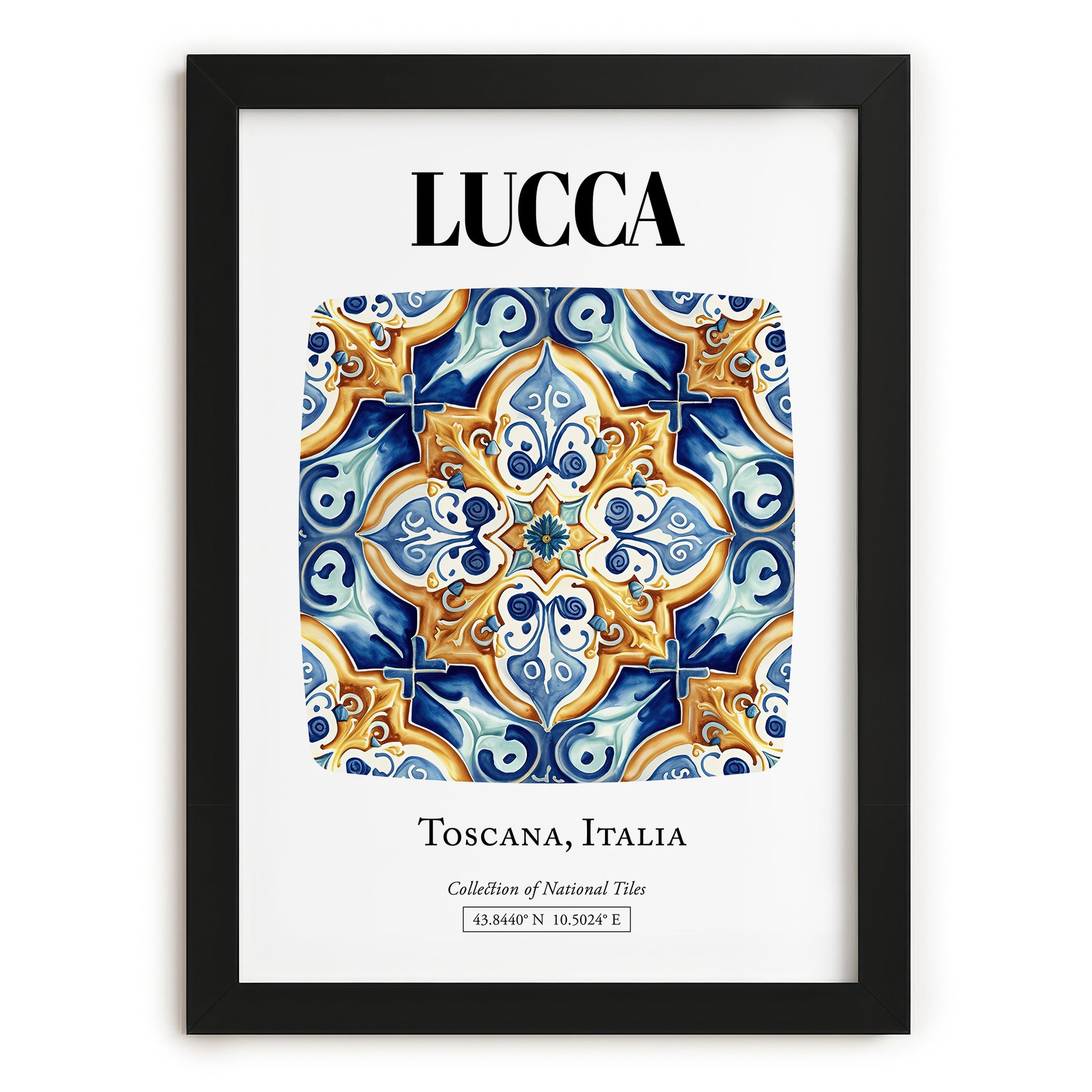 Lucca, Italy – Travel Poster, in sleek black frame