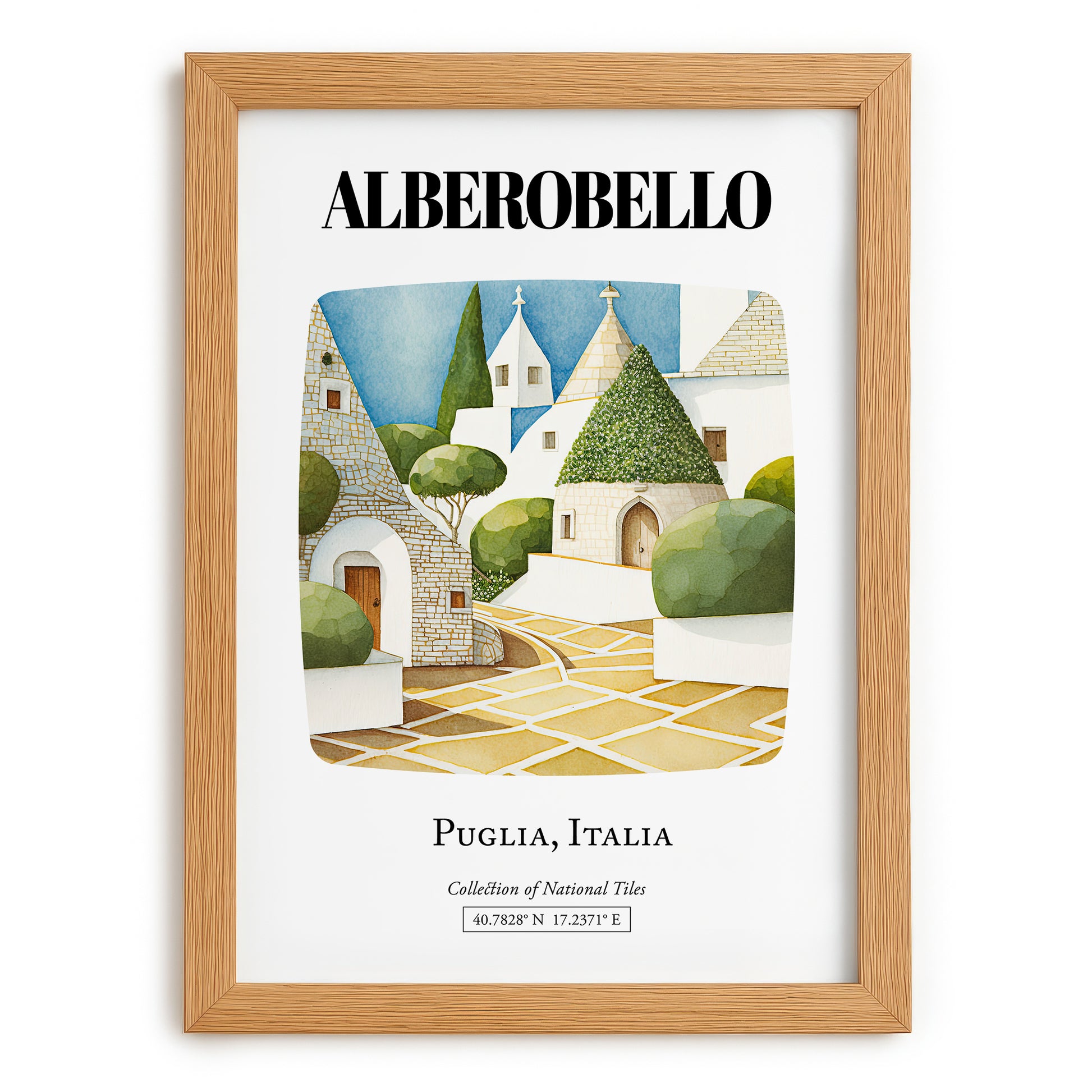 Alberobello, Italy – Cityscape Wall Art, set in oak frame