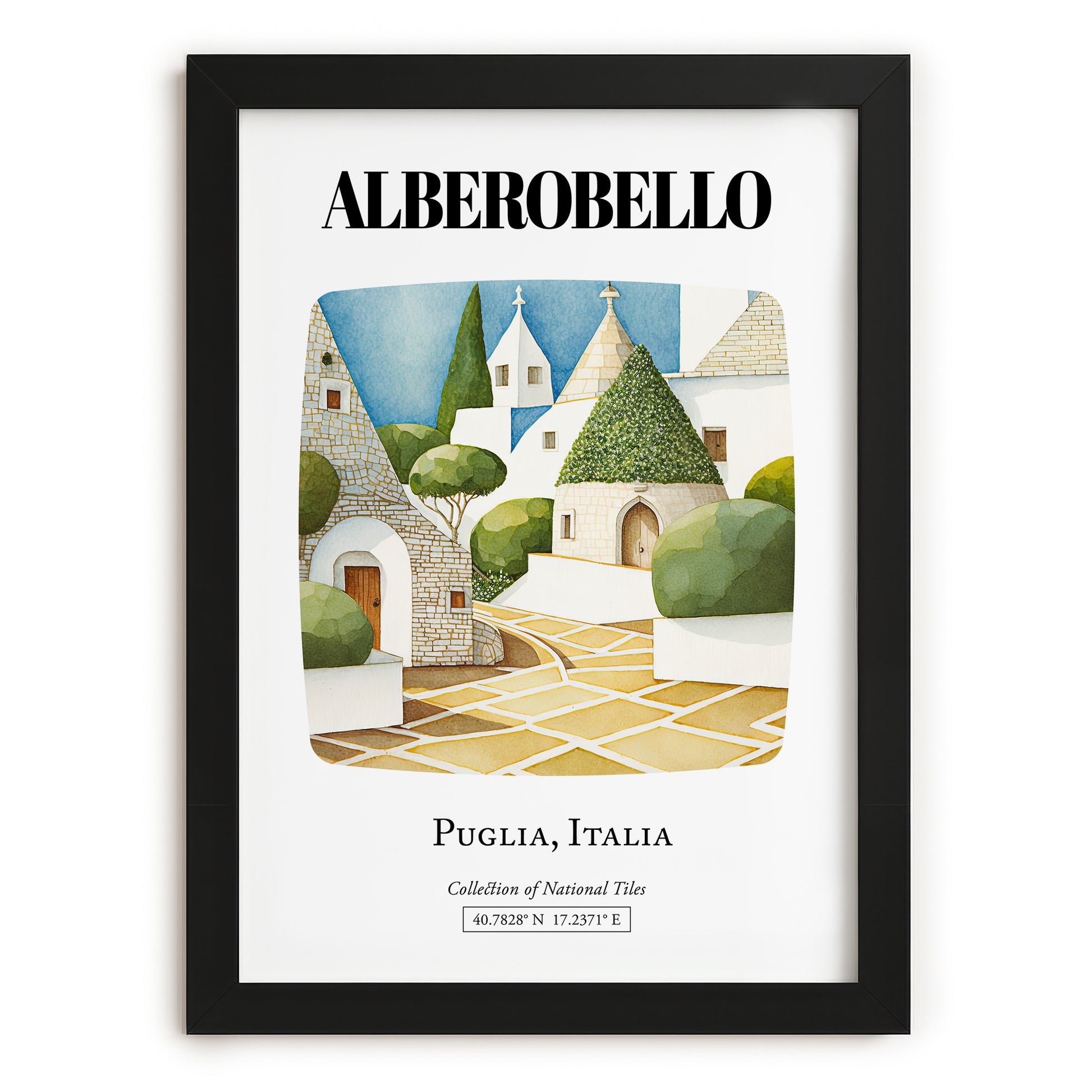 Alberobello, Italy – Cityscape Wall Art, in sleek black frame