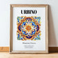 Urbino, Italy – Away From Home Poster, in wooden frame leaning on the floor