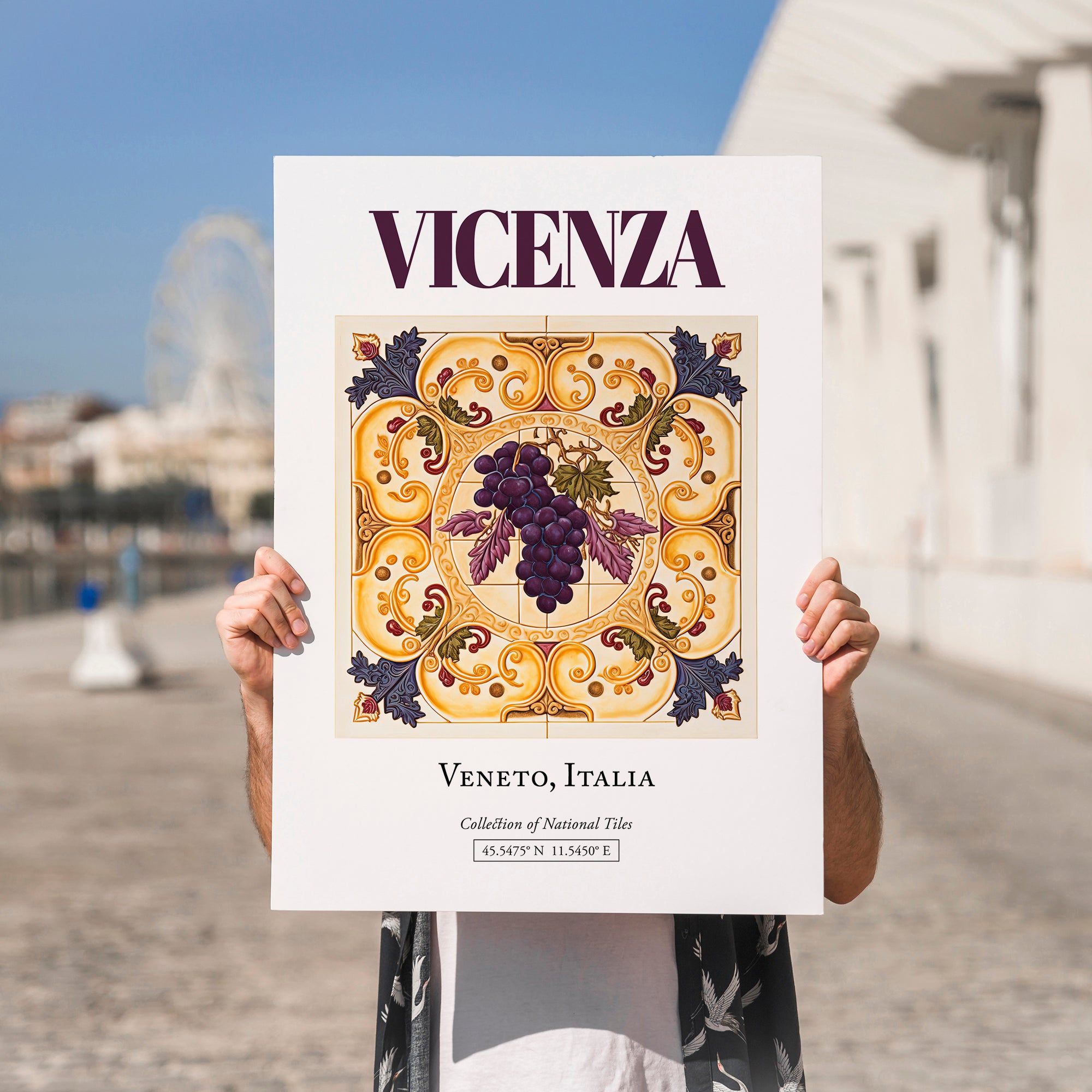 Vicenza, Italy – Travel Wall Decor, no-text version framed in wood