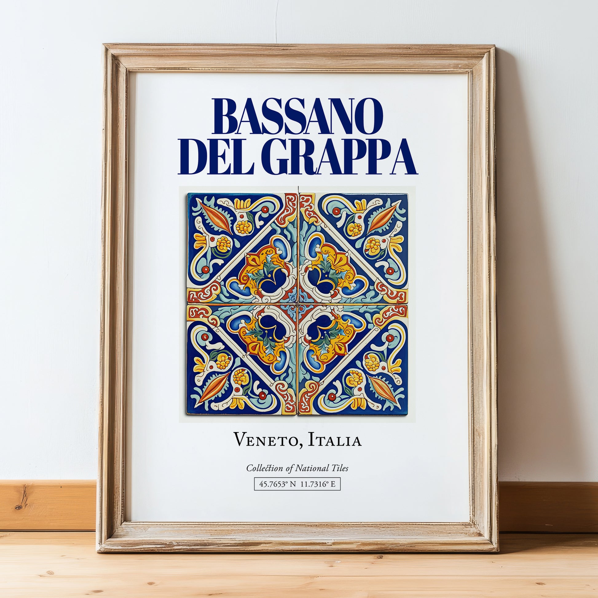 Bassano del Grappa, Italy – Cultural Heritage Wall Art, in wooden frame leaning on the floor