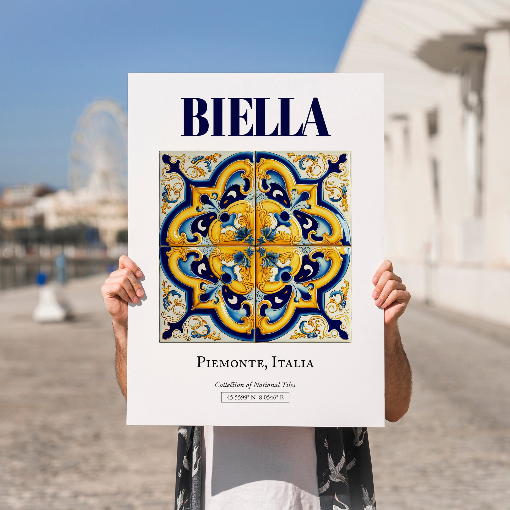 Biella, Italy – Travel Poster, no-text version framed in wood