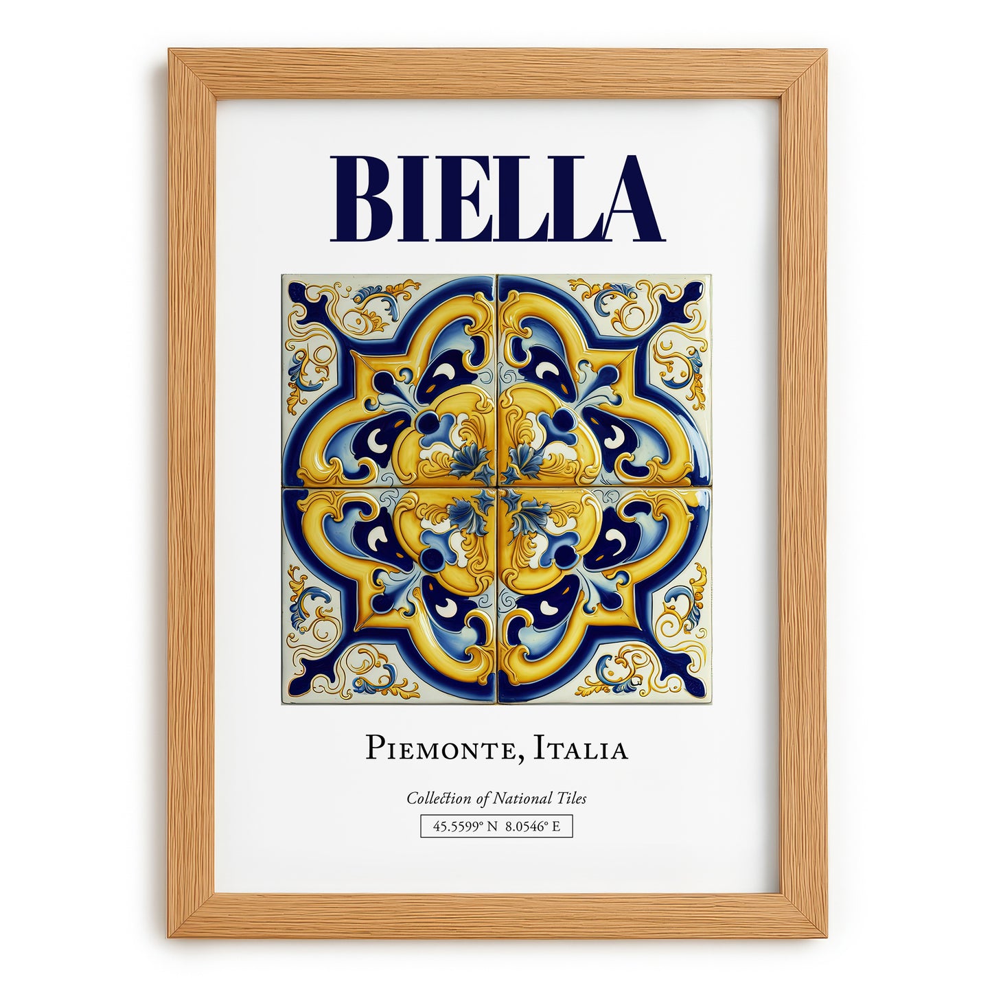 Biella, Italy – Travel Poster, set in oak frame