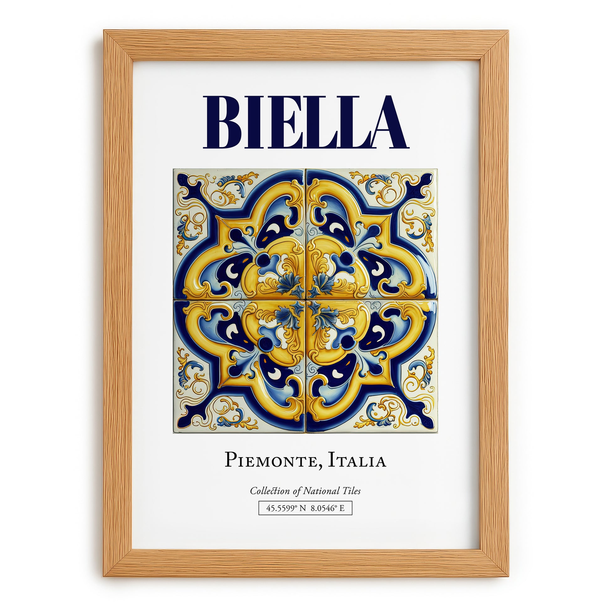 Biella, Italy – Travel Poster, set in oak frame