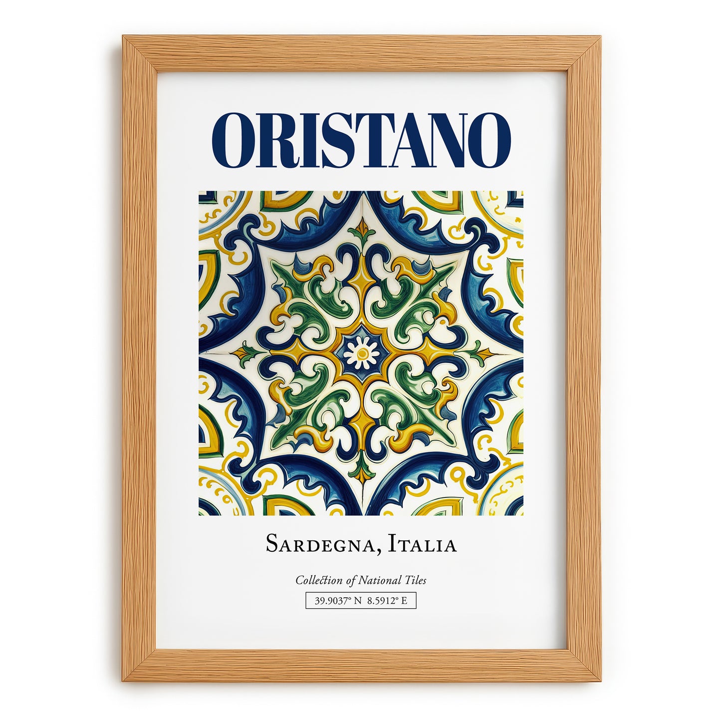 Oristano, Italy – Travel Print, set in oak frame