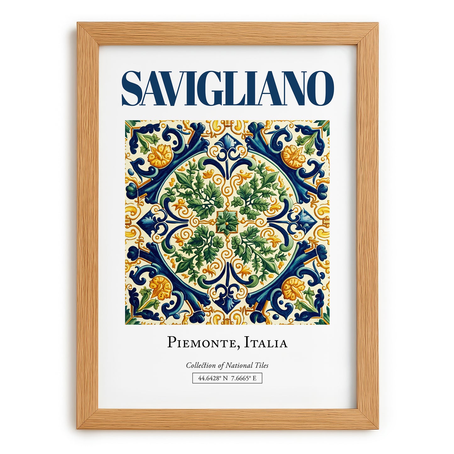 Savigliano, Italy – Travel Print, set in oak frame