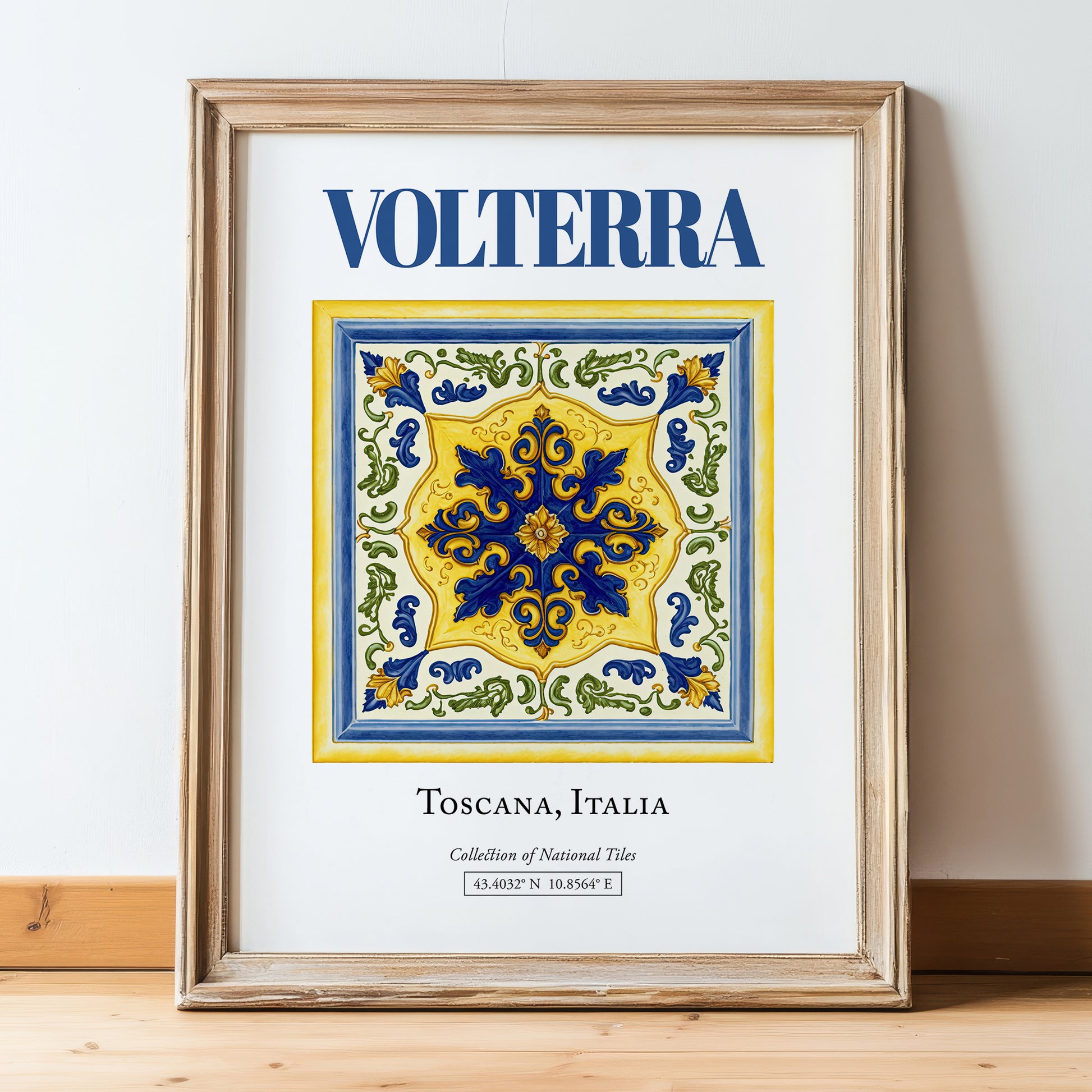 Volterra, Italy – Travel Print, in wooden frame leaning on the floor