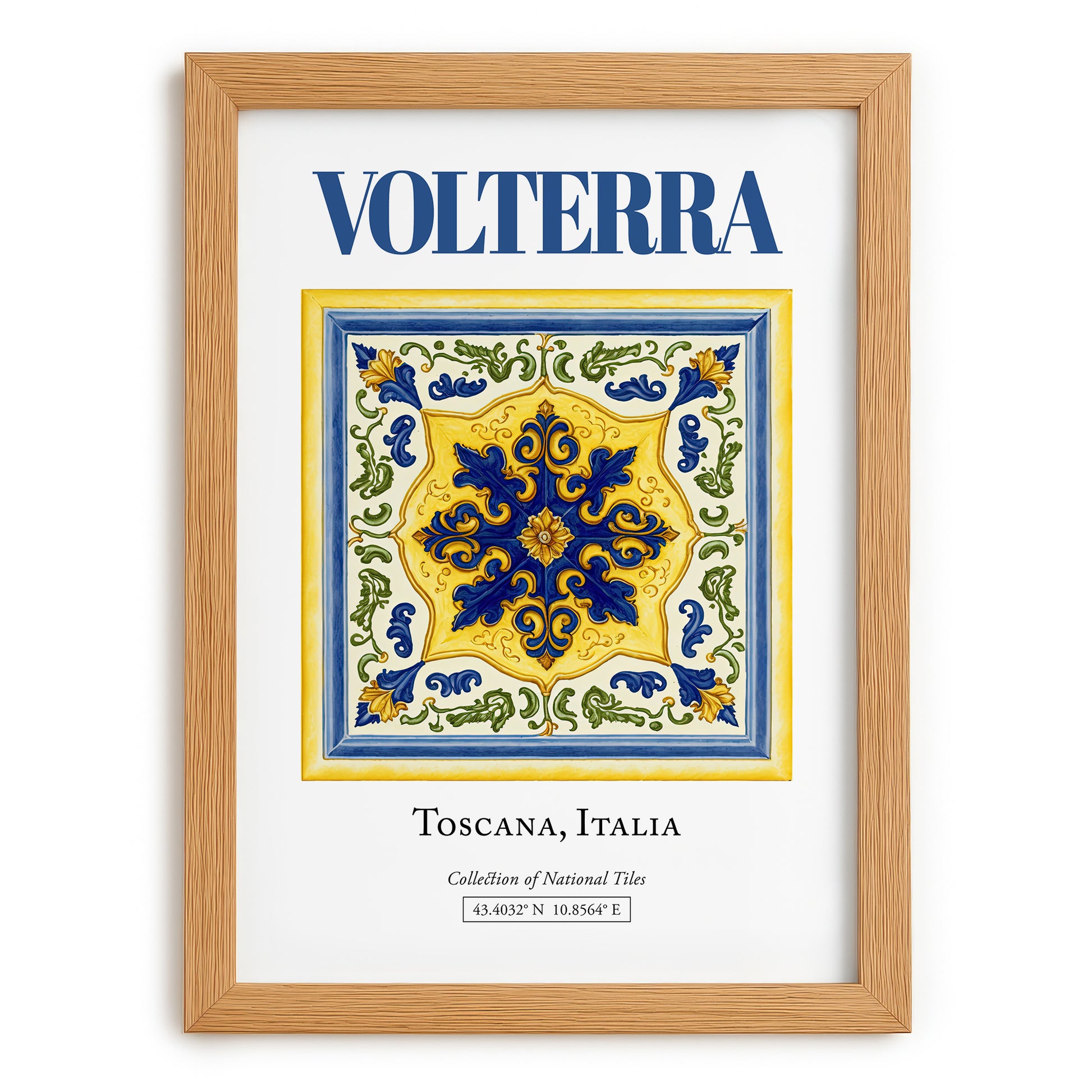 Volterra, Italy – Travel Print, set in oak frame