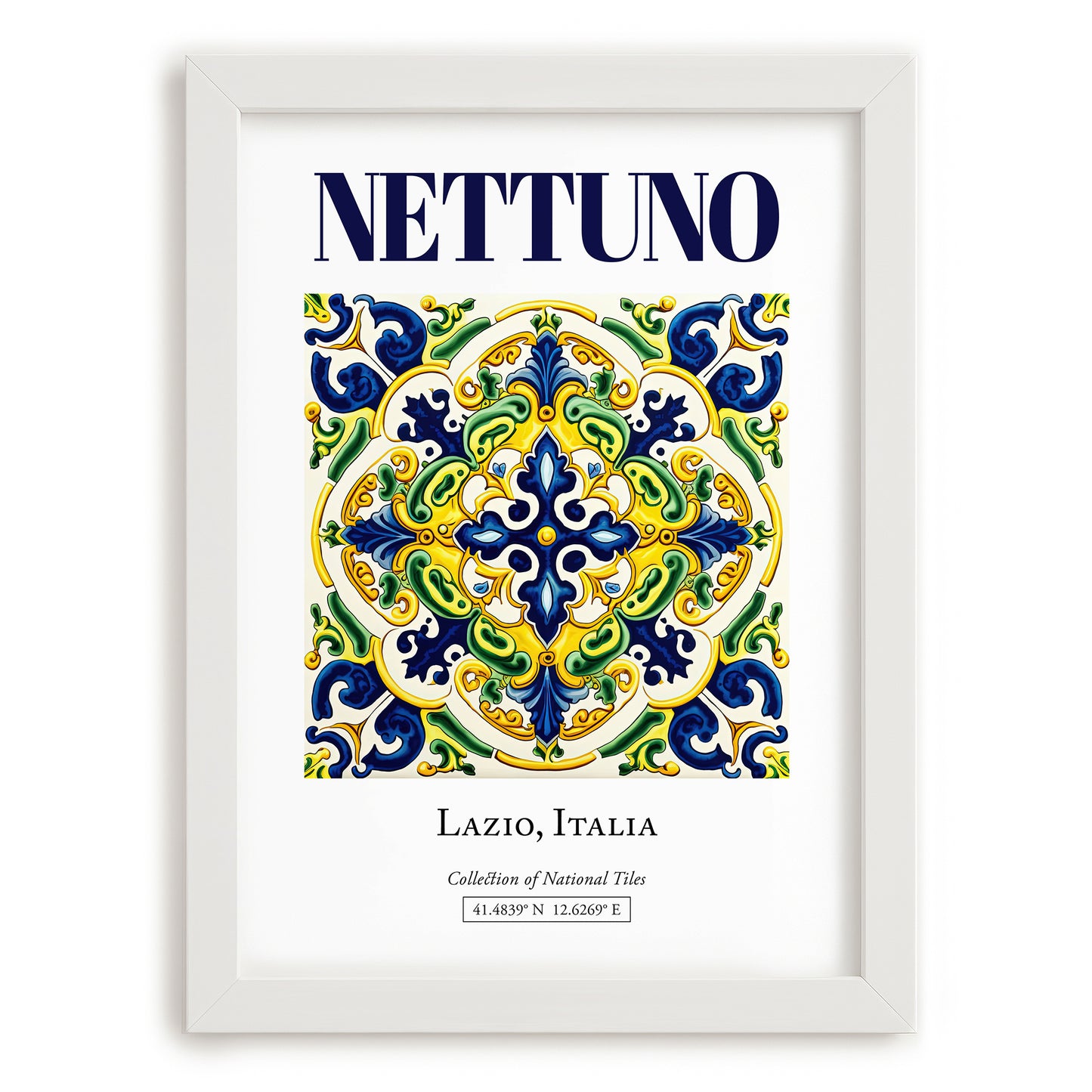 Nettuno, Italy – World Heritage Travel Poster, placed in minimal white frame