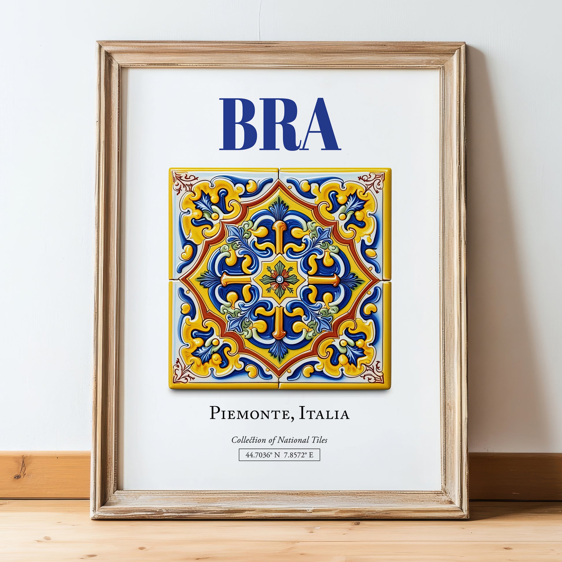 Bra, Italy – Travel Memories Wall Print, in wooden frame leaning on the floor