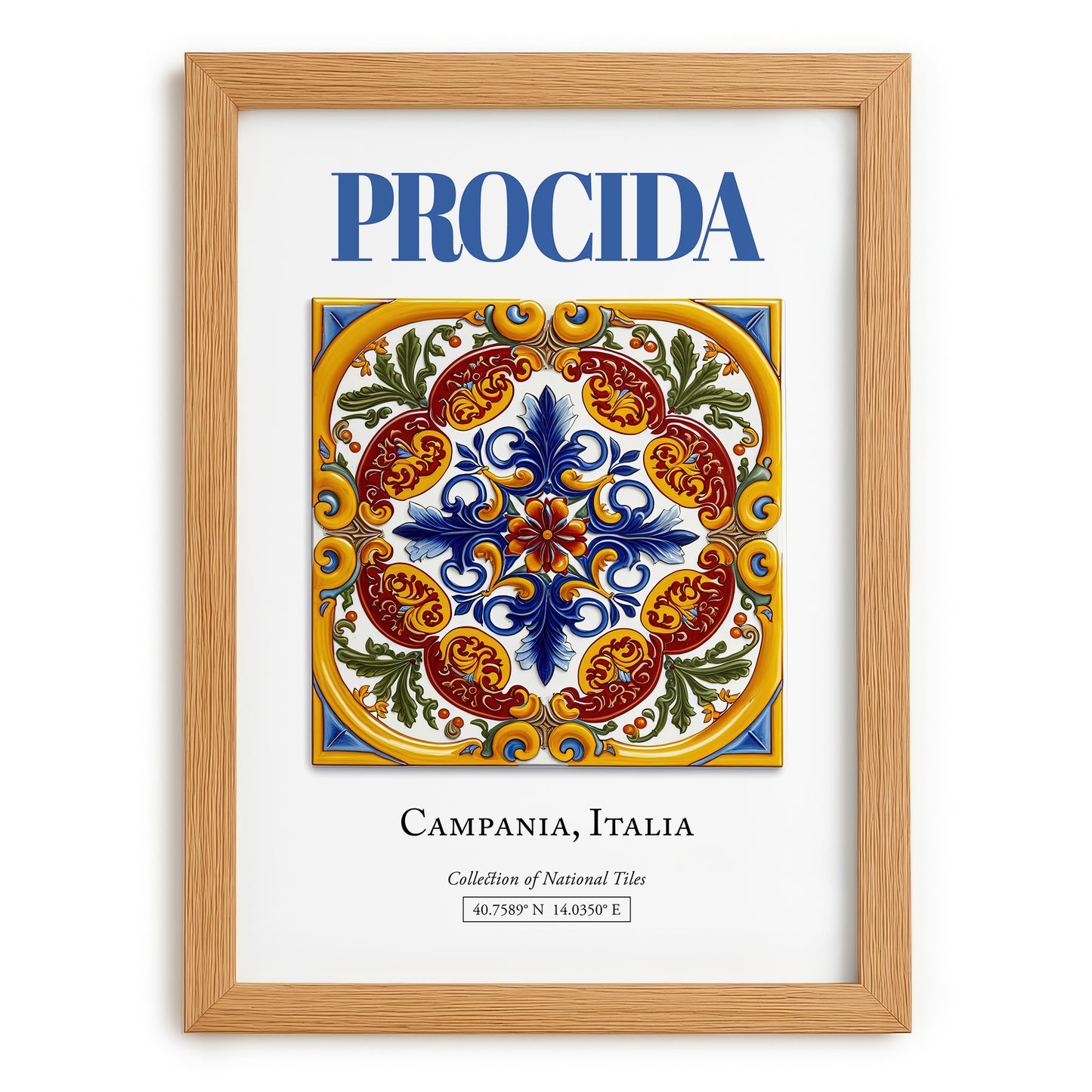 Procida, Italy – Travel Poster, set in oak frame