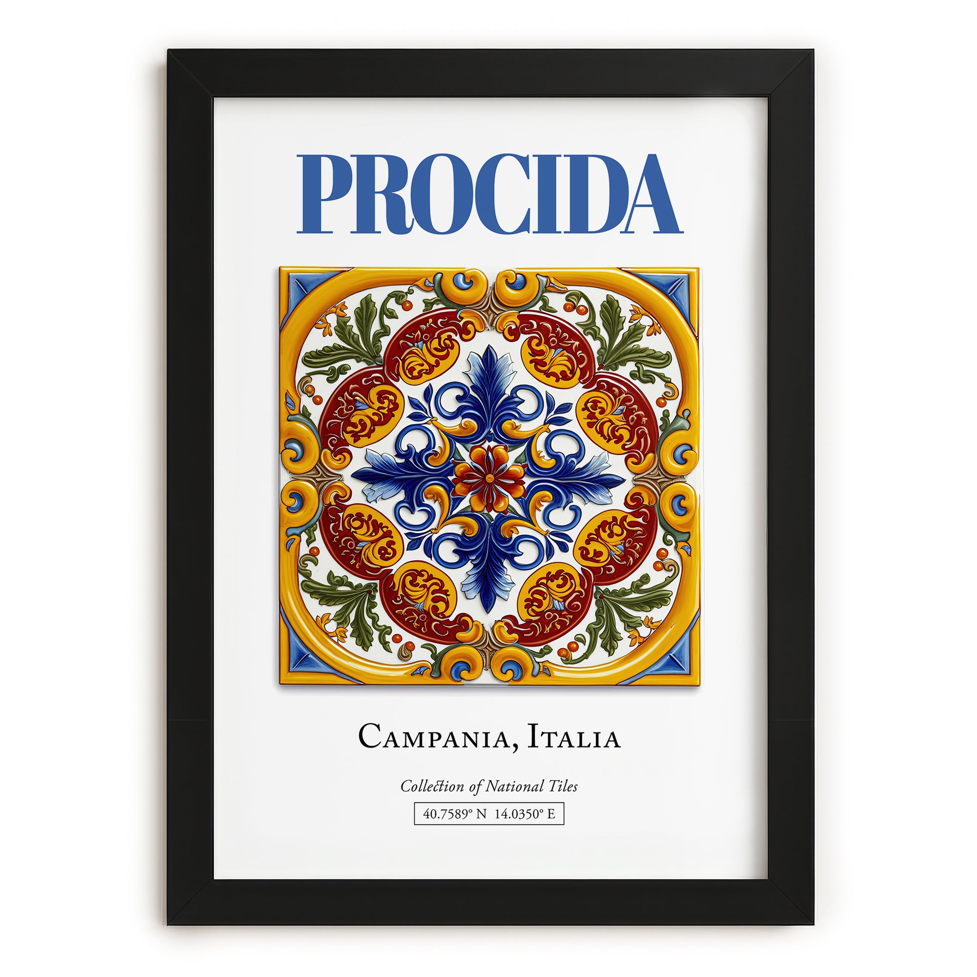Procida, Italy – Travel Poster, in sleek black frame