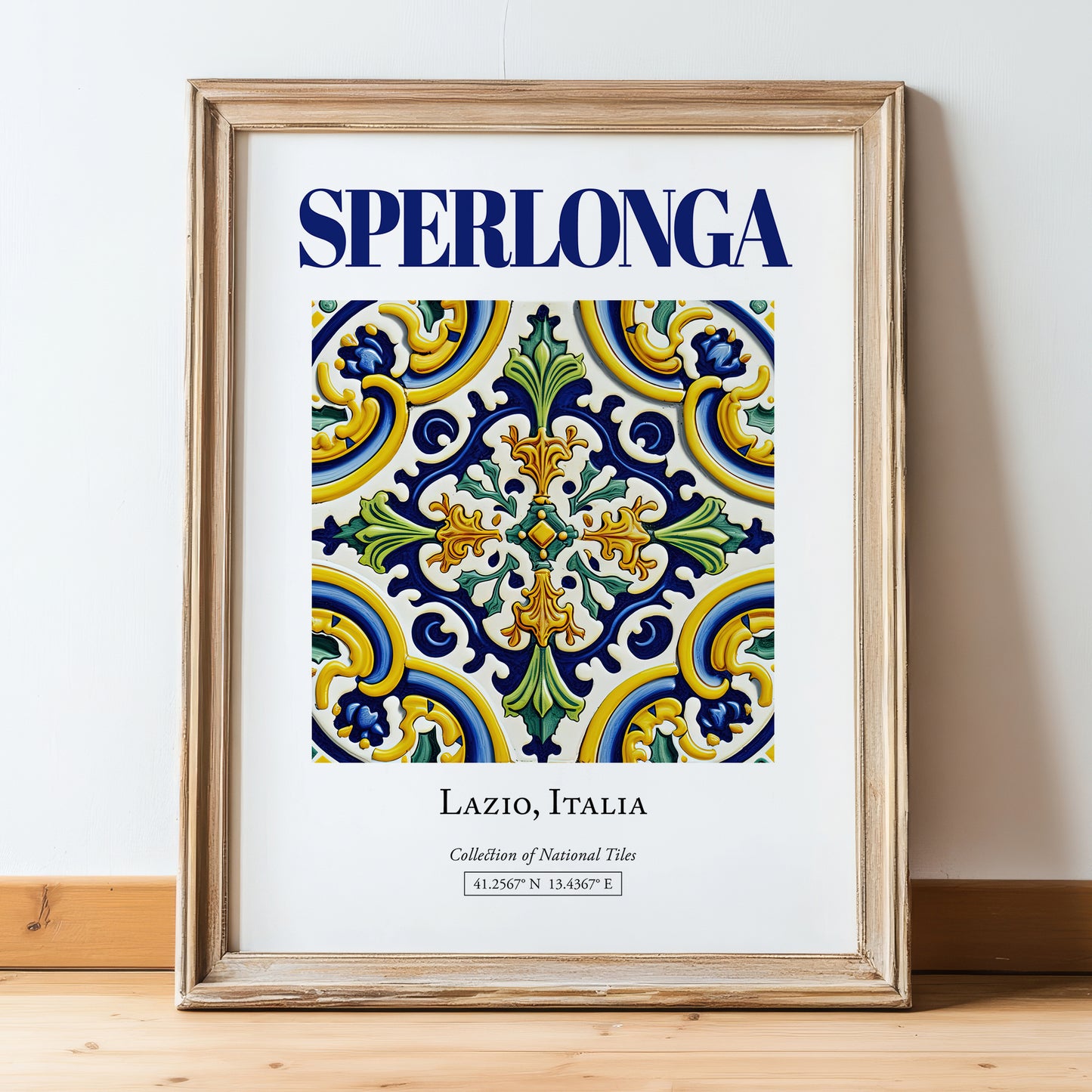 Sperlonga, Italy – Travel Print, in wooden frame leaning on the floor