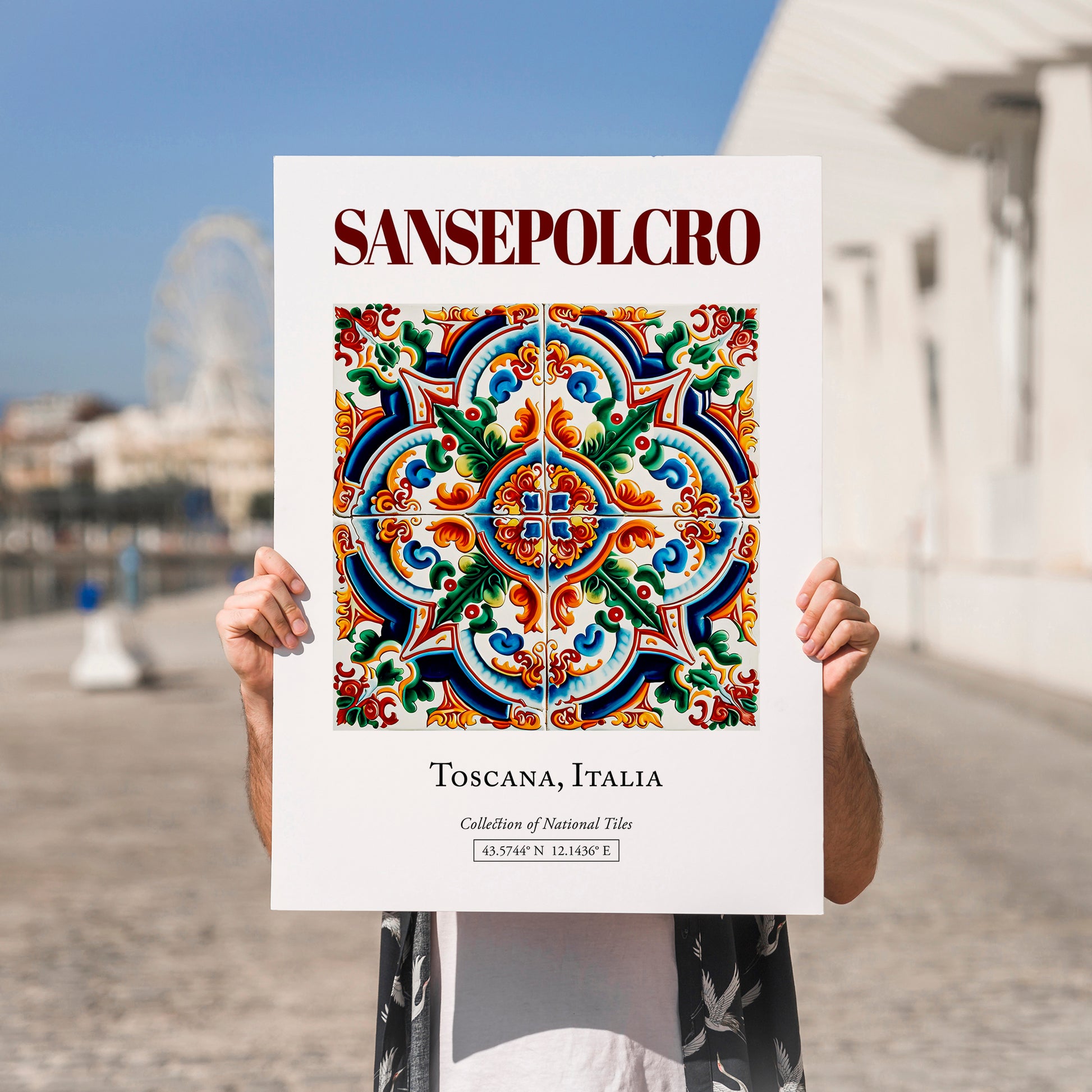 Sansepolcro, Italy – Minimalist Travel Print, no-text version framed in wood