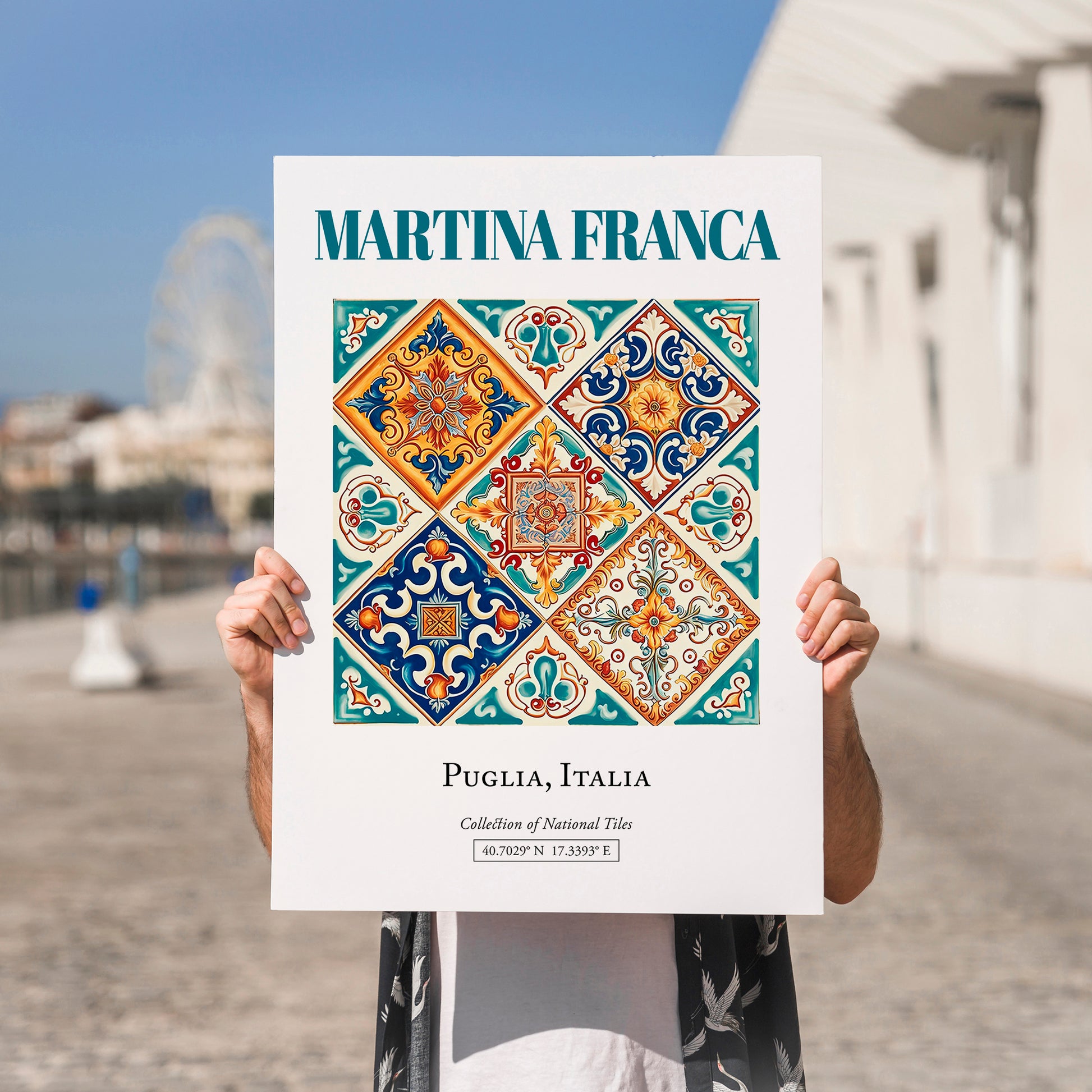 Martina Franca, Italy – Minimalist Travel Print, no-text version framed in wood