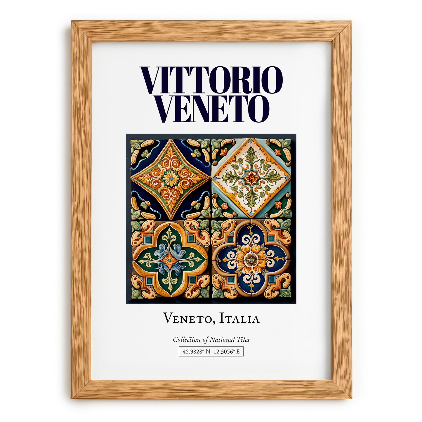 Vittorio Veneto, Italy – Travel Poster, set in oak frame