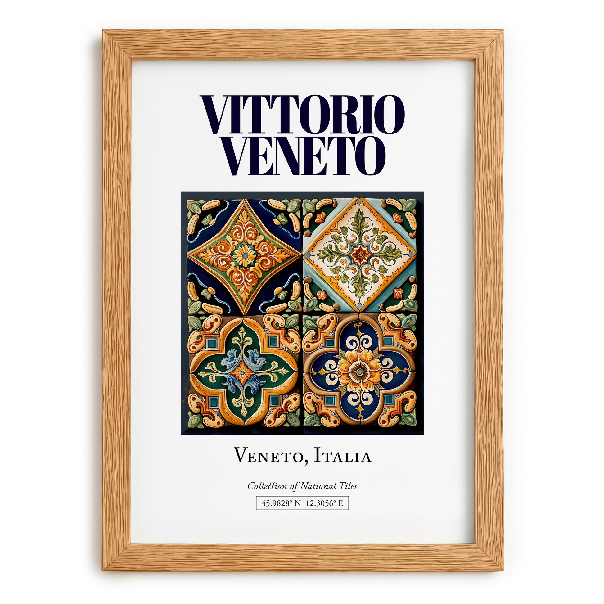 Vittorio Veneto, Italy – Travel Poster, set in oak frame