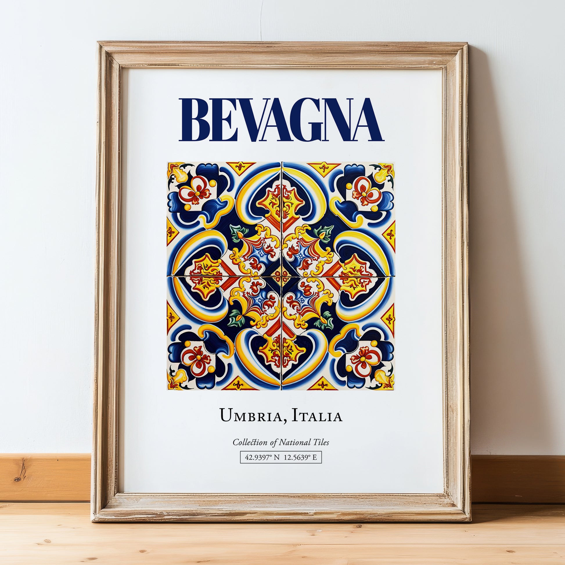 Bevagna, Italy – Travel Print, in wooden frame leaning on the floor