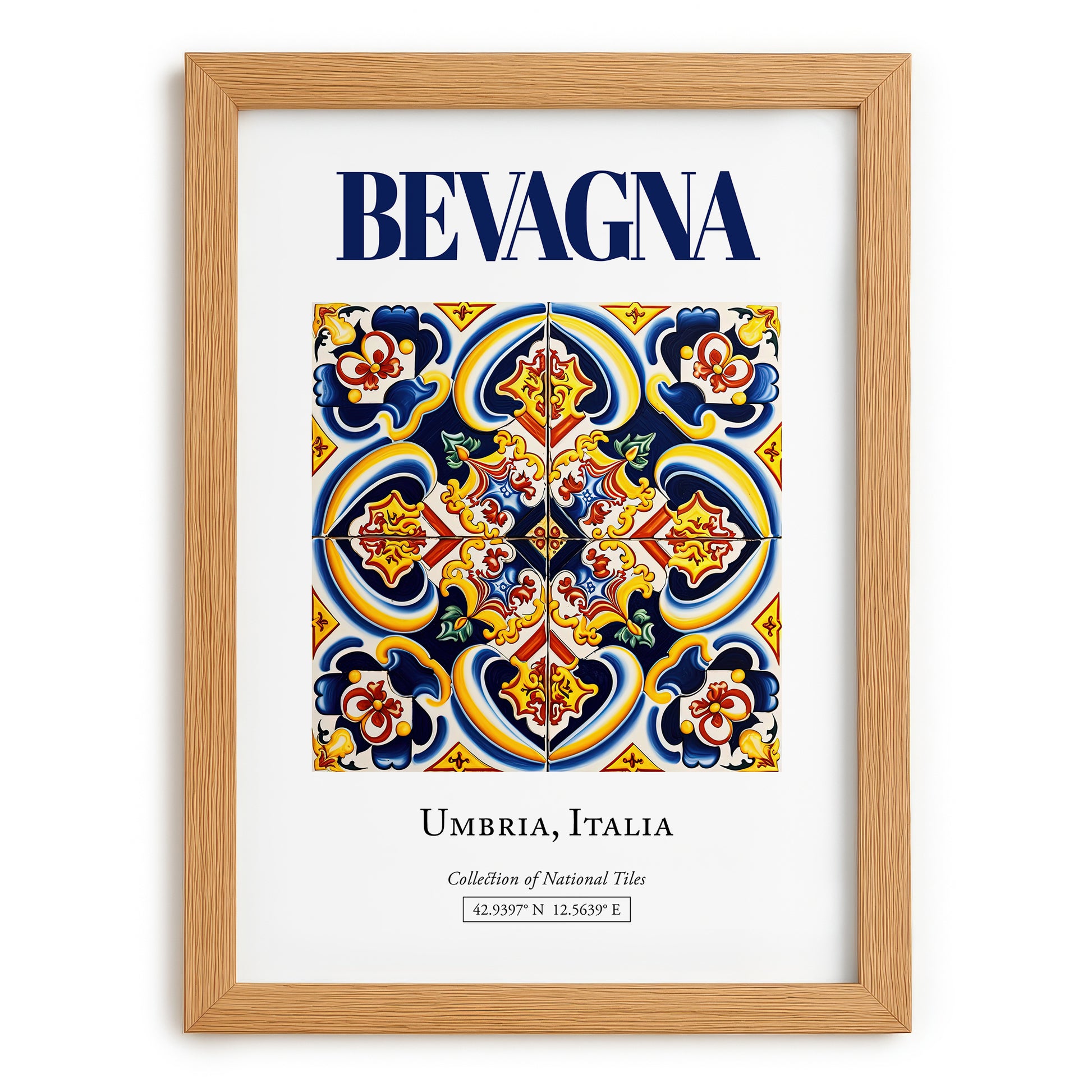 Bevagna, Italy – Travel Print, set in oak frame