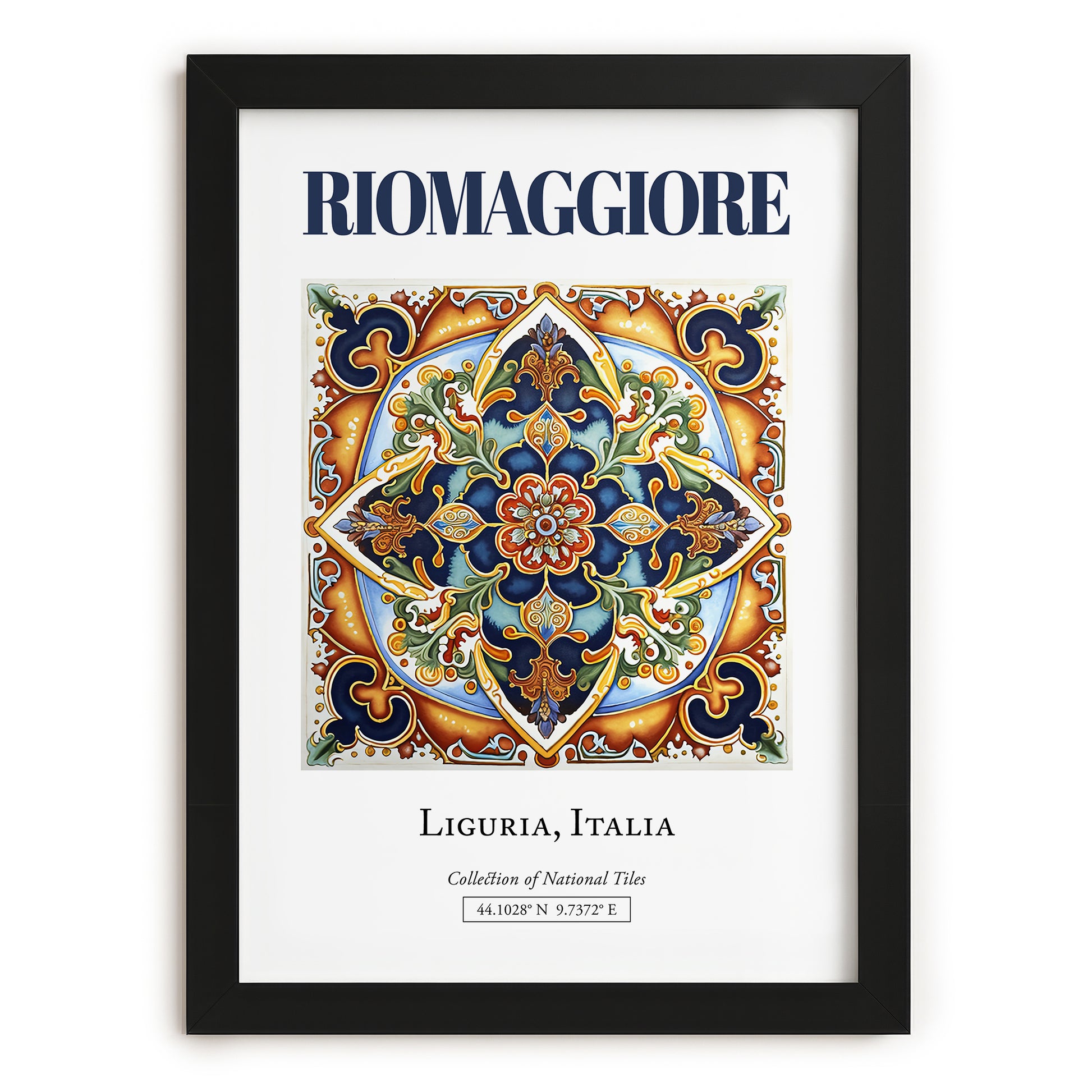Riomaggiore, Italy – Travel Poster, in sleek black frame
