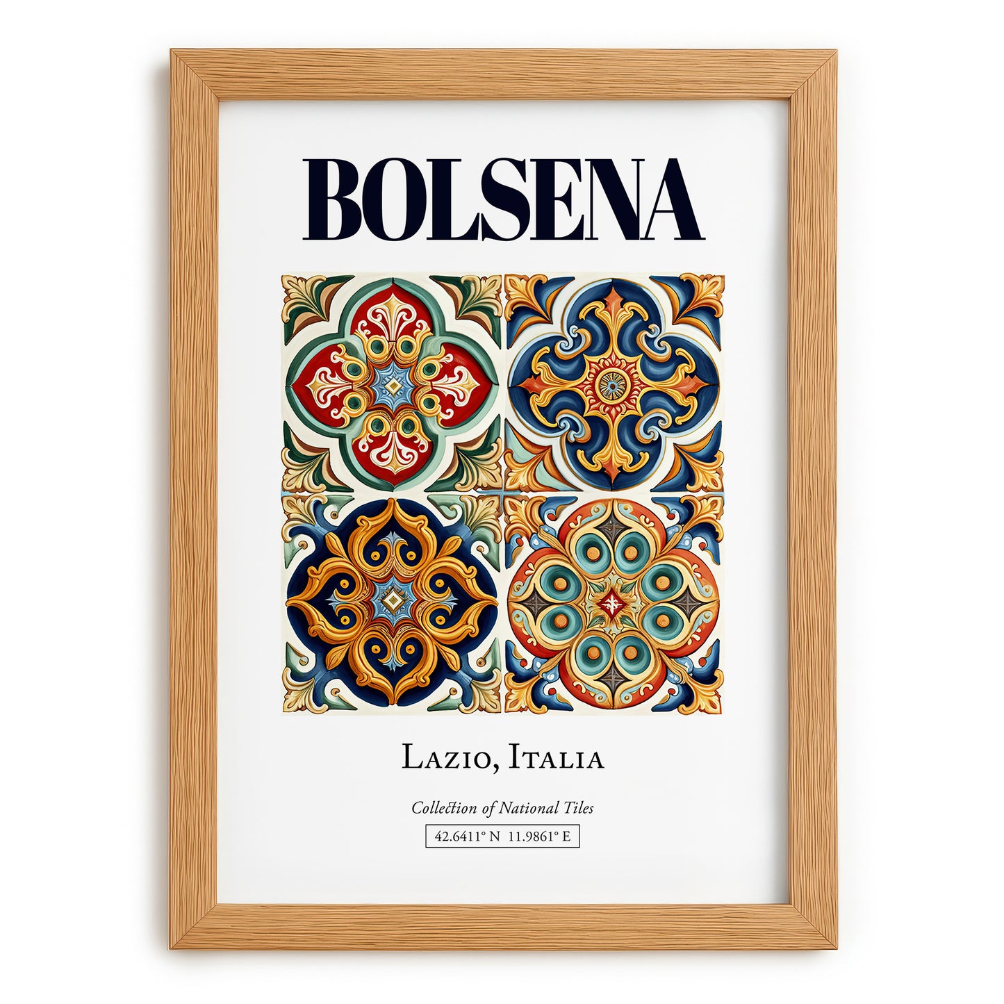 Bolsena, Italy – Travel Print, set in oak frame