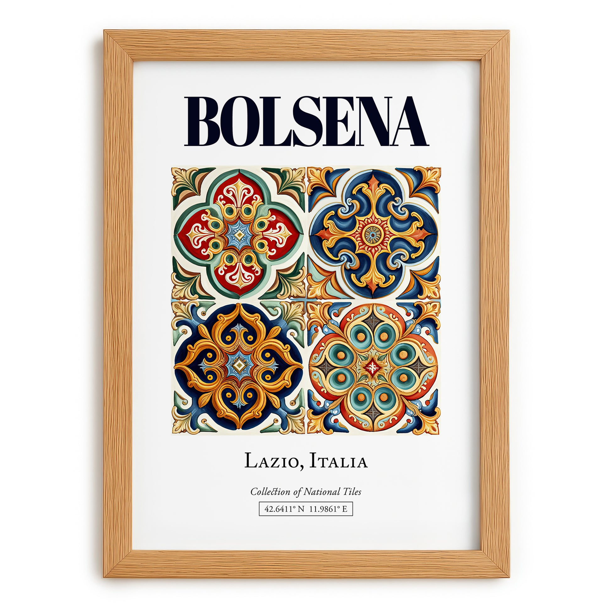 Bolsena, Italy – Travel Print, set in oak frame
