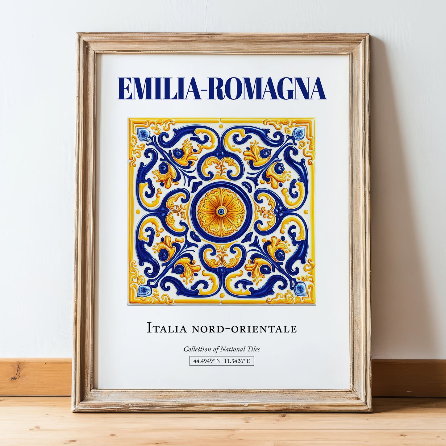 Emilia-Romagna, Italy – Travel Wall Art, in wooden frame leaning on the floor