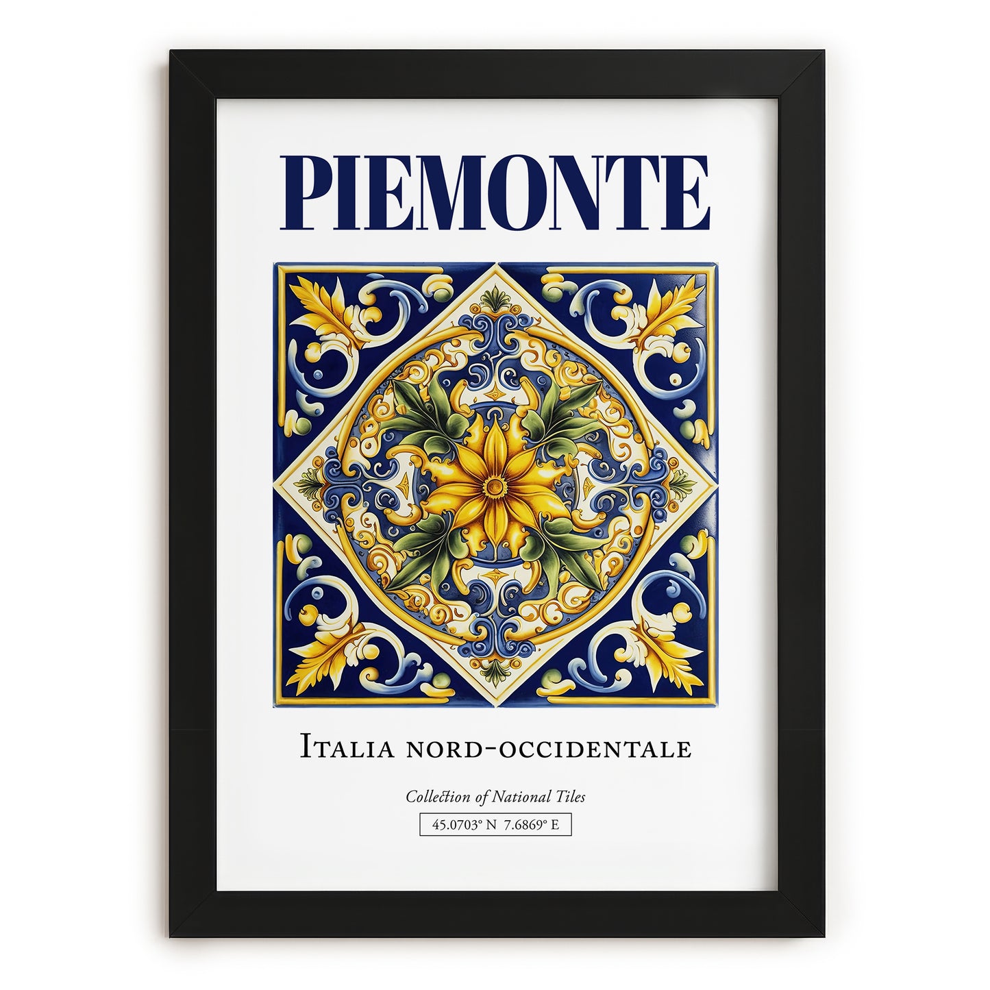 Piemonte (Piedmont), Italy – Travel Wall Decor, in sleek black frame