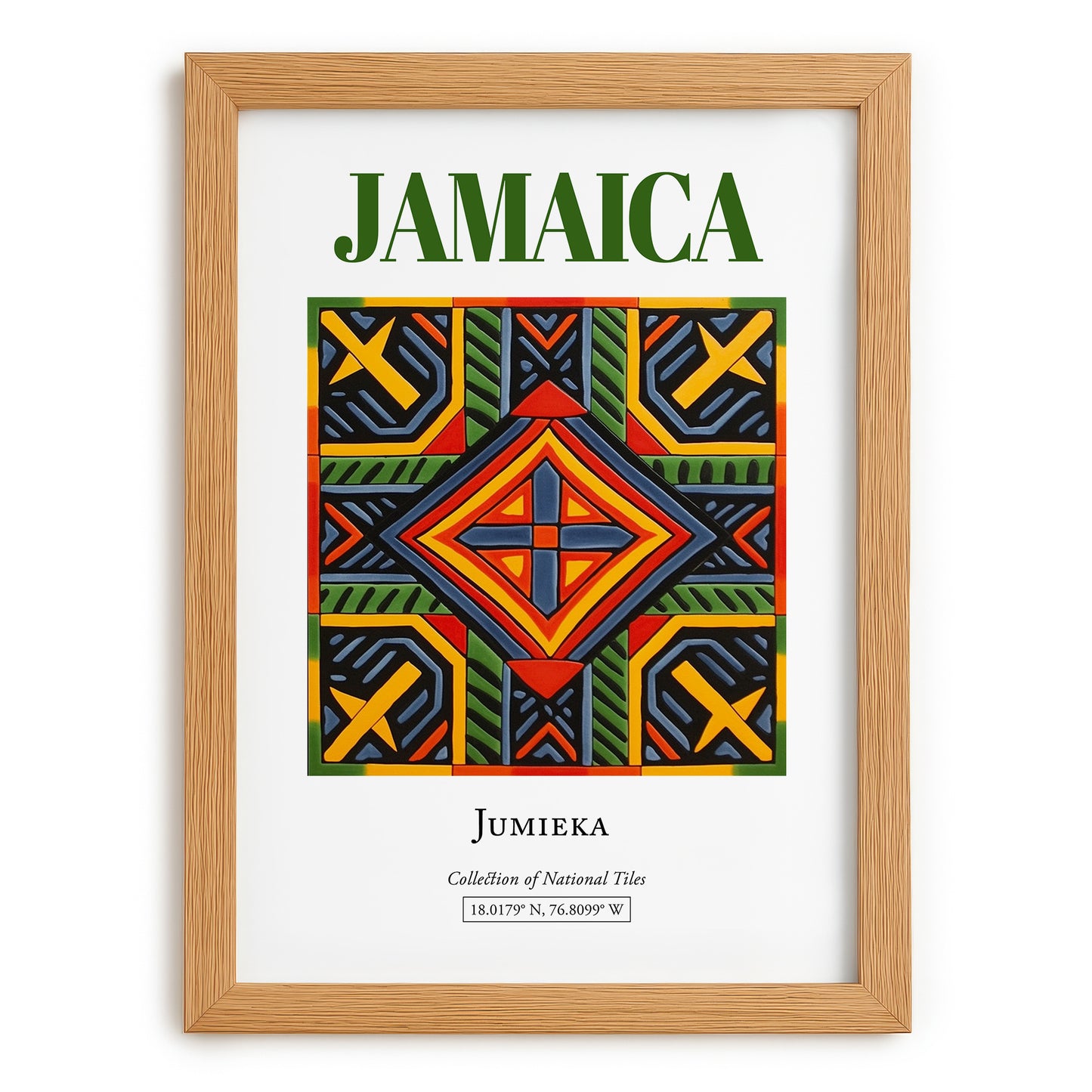 Jamaica, Jamaica – Travel Poster, set in oak frame