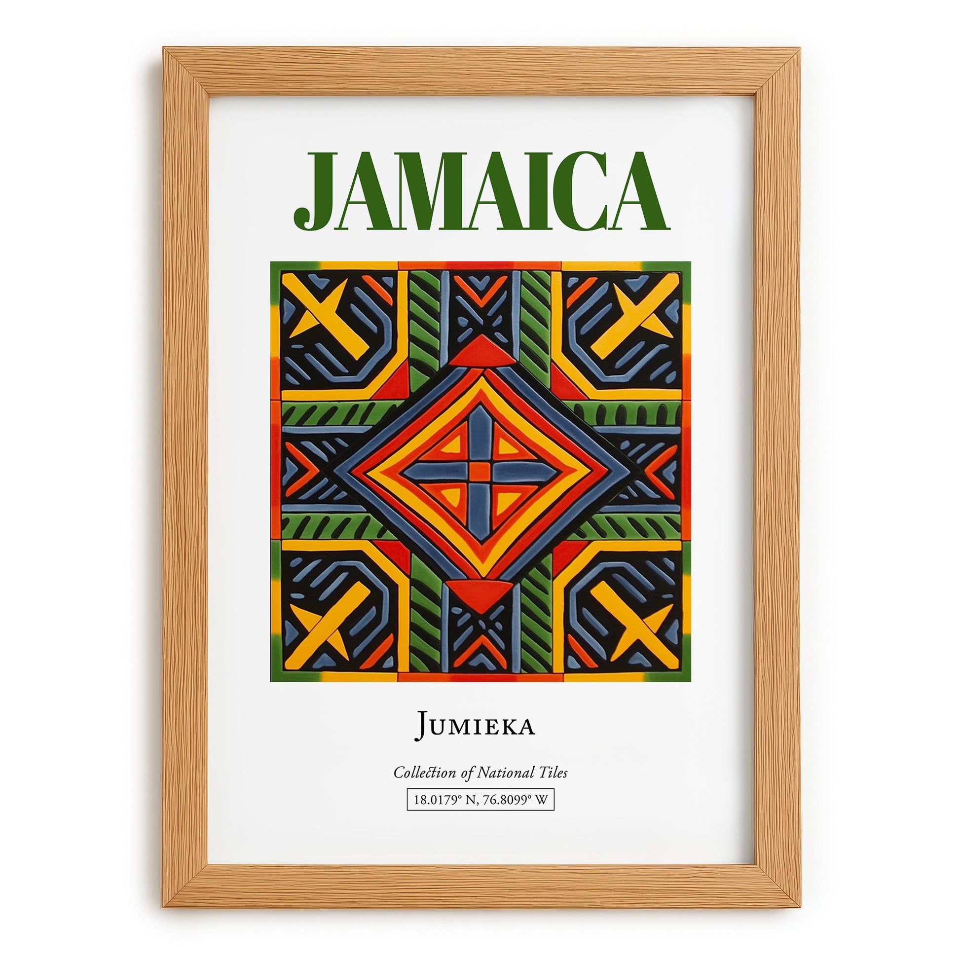 Jamaica, Jamaica – Travel Poster, set in oak frame