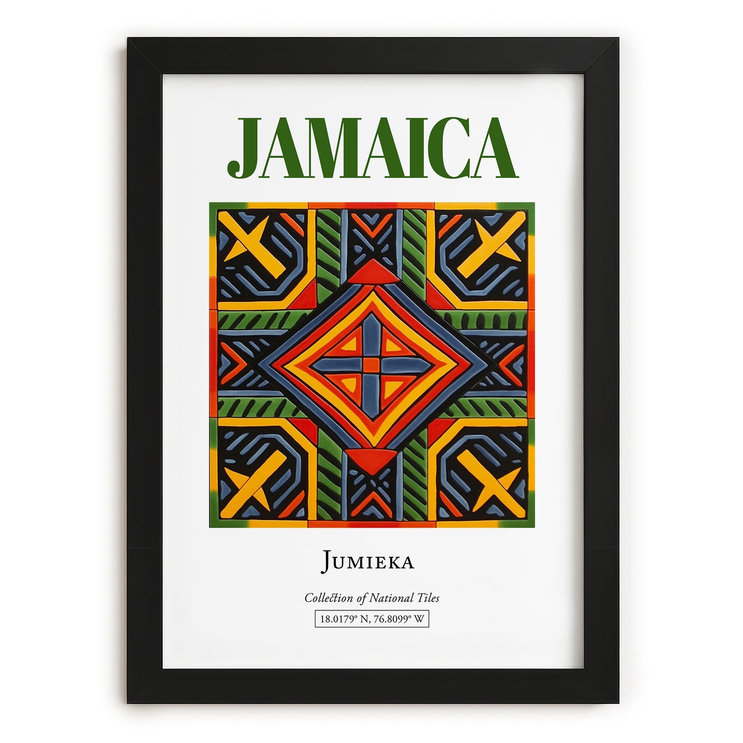 Jamaica, Jamaica – Travel Poster, in sleek black frame