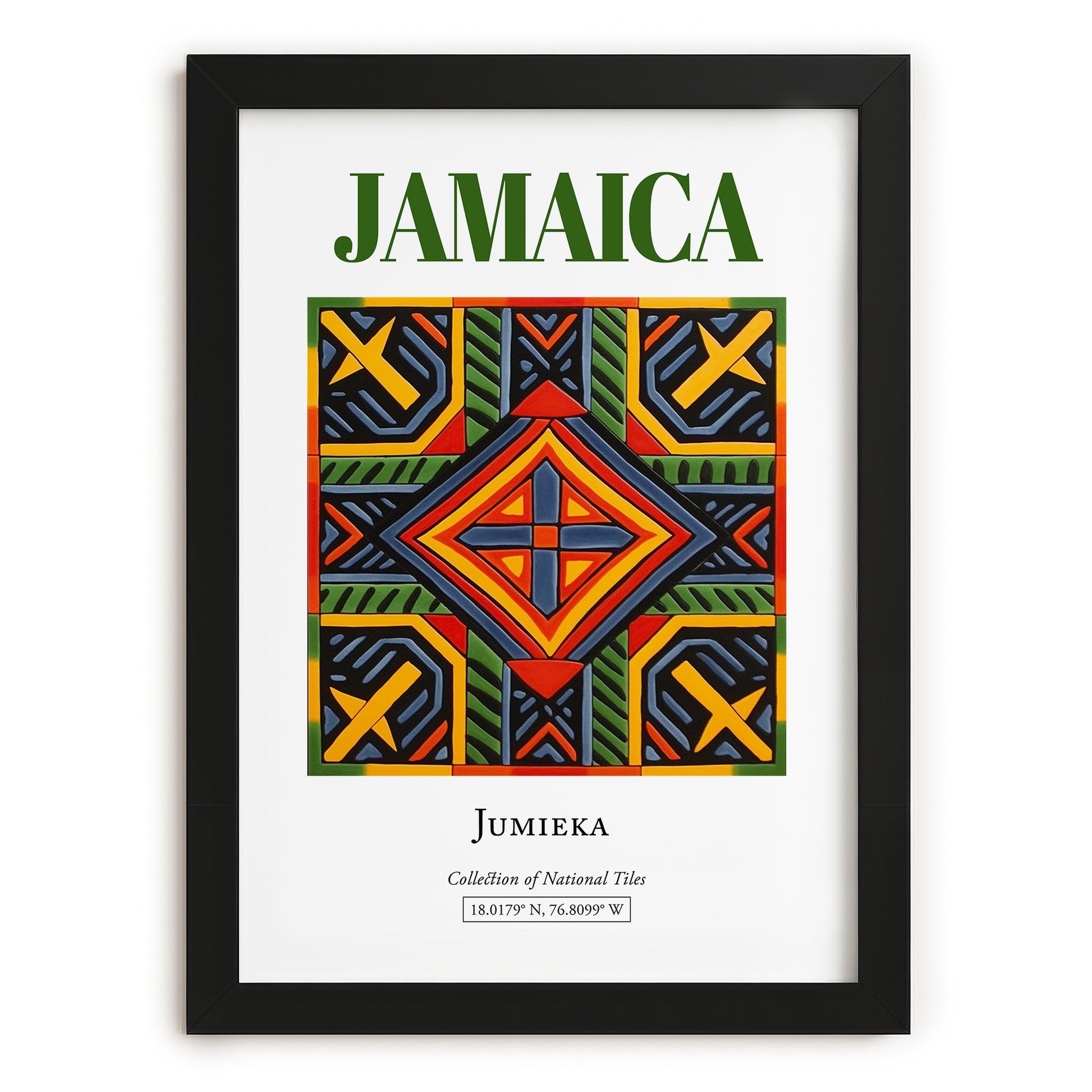 Jamaica, Jamaica – Travel Poster, in sleek black frame