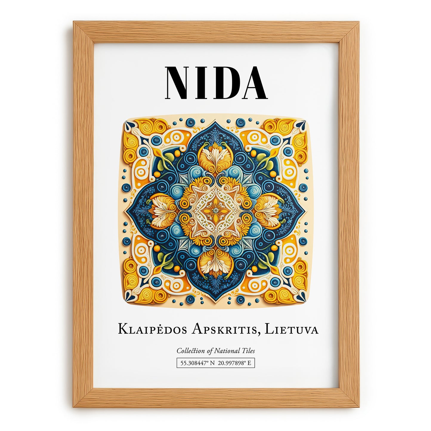 Nida, Lithuania – Wanderlust-Inspired Poster, set in oak frame