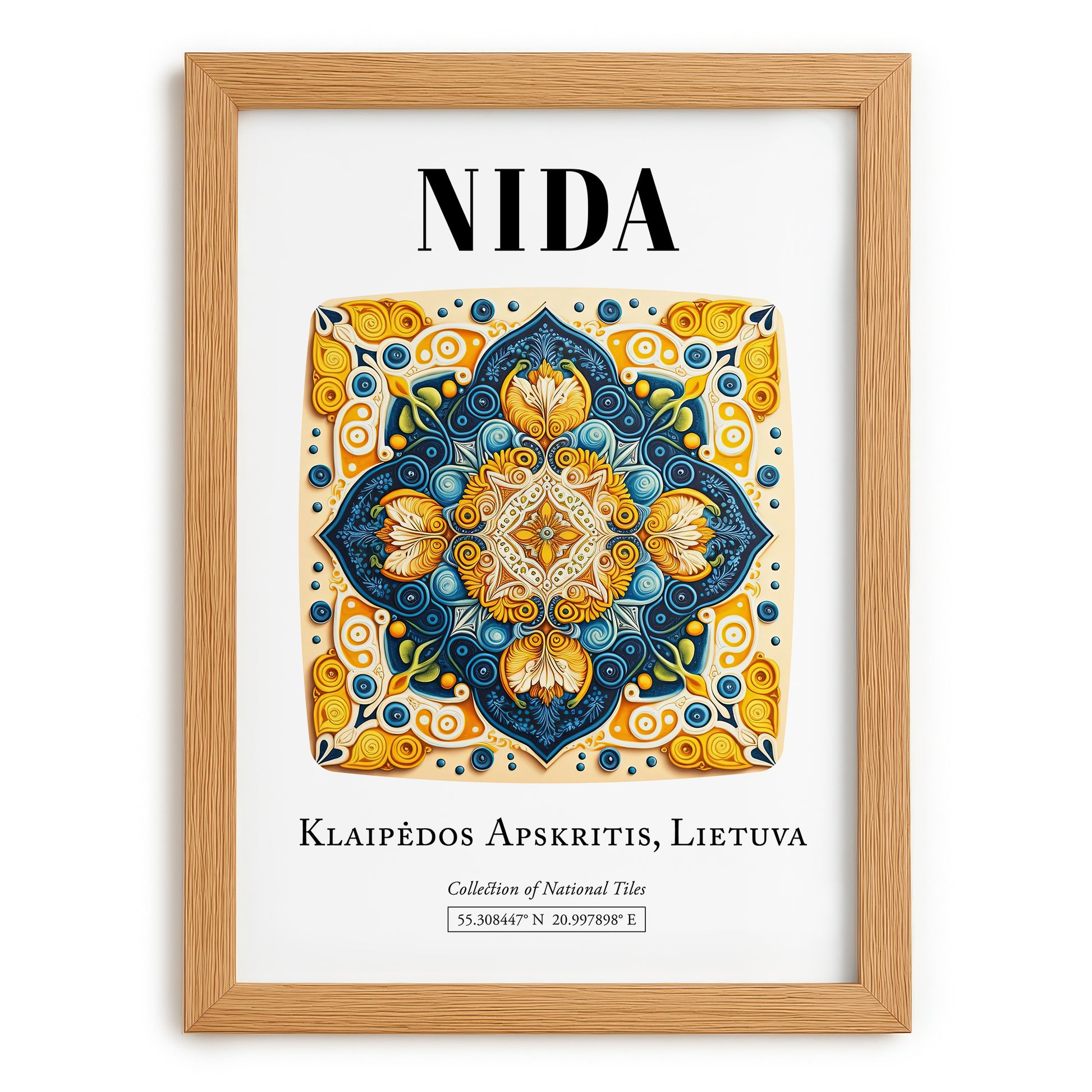 Nida, Lithuania – Wanderlust-Inspired Poster, set in oak frame