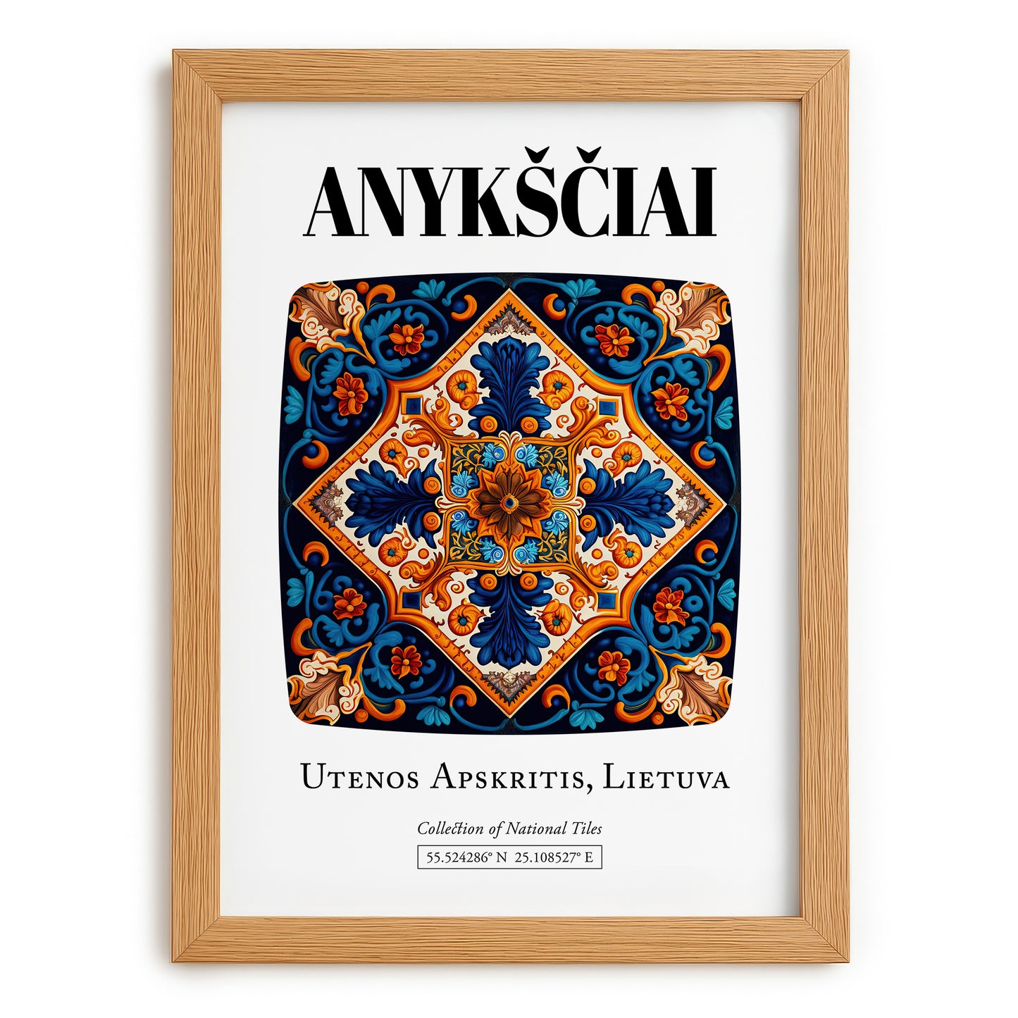 Anykščiai, Lithuania – Away From Home Poster, set in oak frame