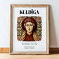 Kuldīga, Latvia – Travel Poster, in wooden frame leaning on the floor