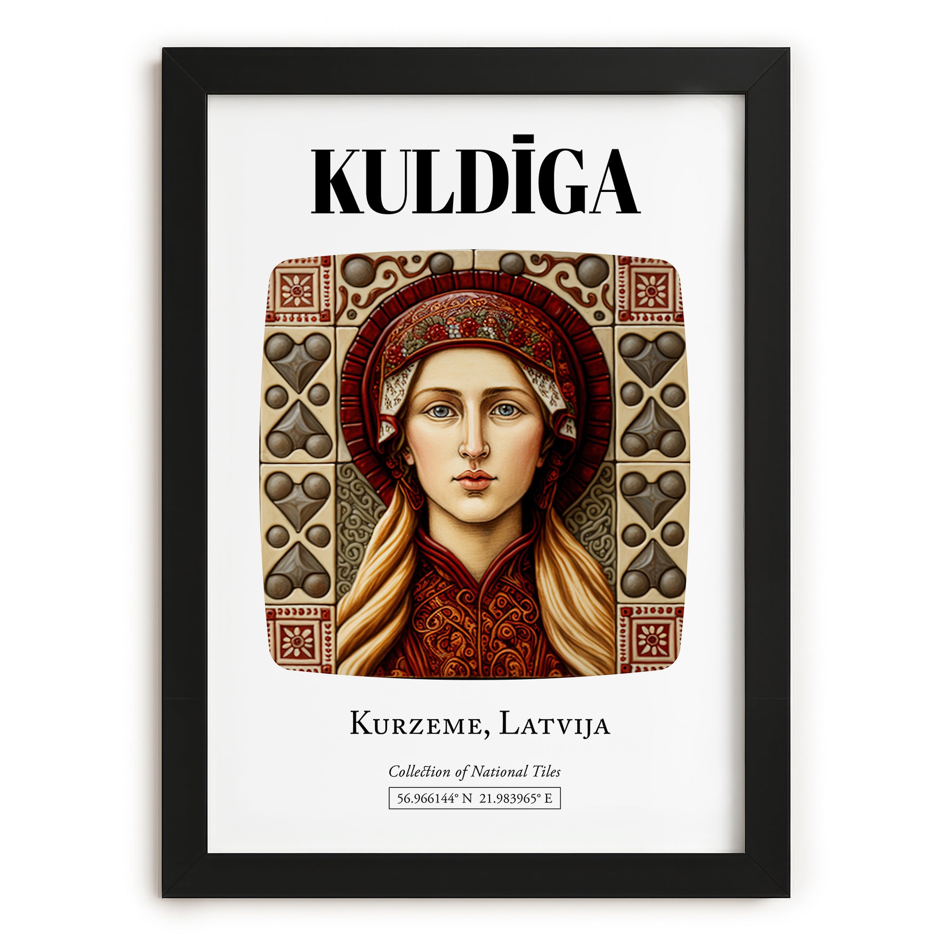 Kuldīga, Latvia – Travel Poster, in sleek black frame
