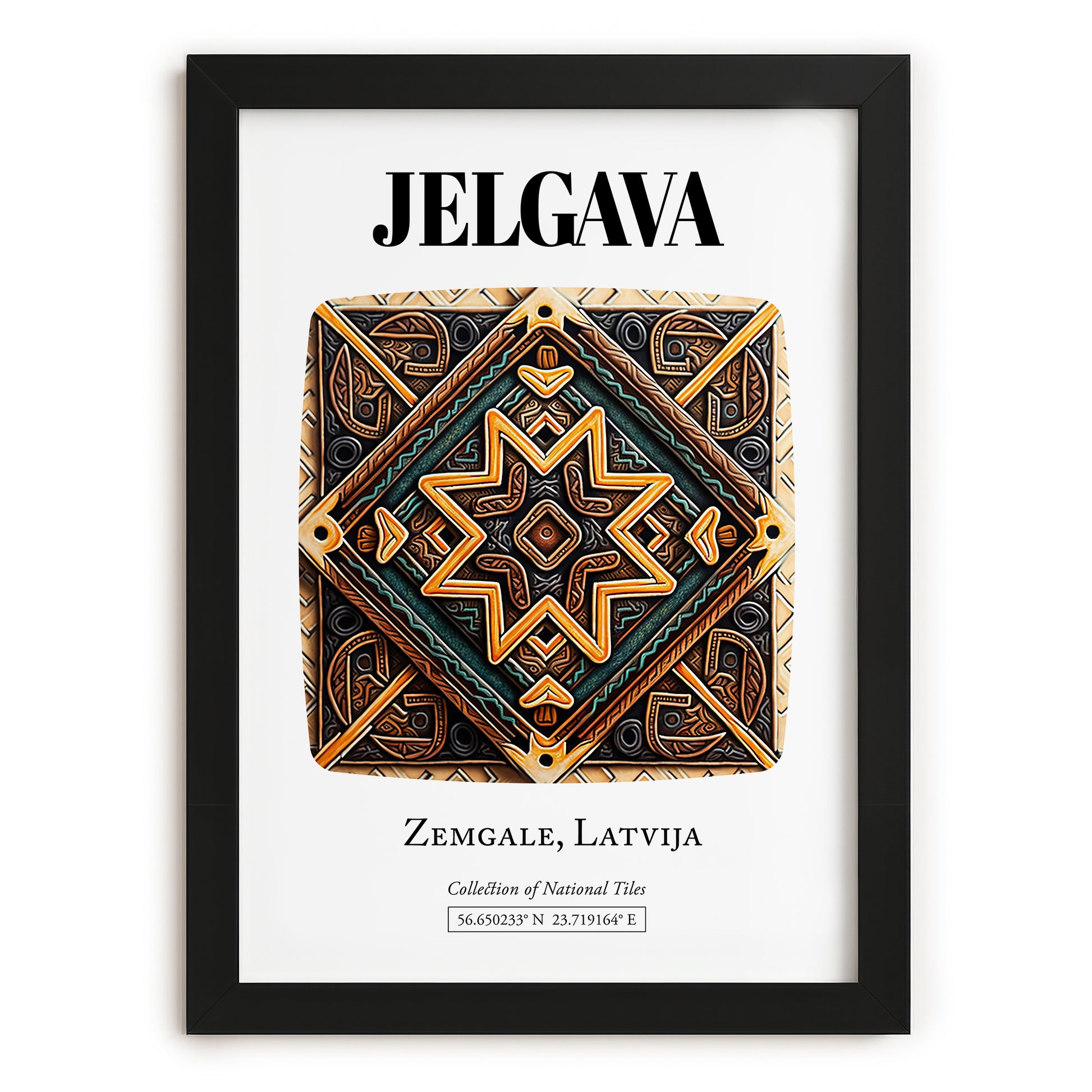 Jelgava, Latvia – Travel Wall Decor, in sleek black frame