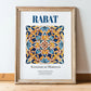 Rabat, Morocco – Travel Wall Art, in wooden frame leaning on the floor