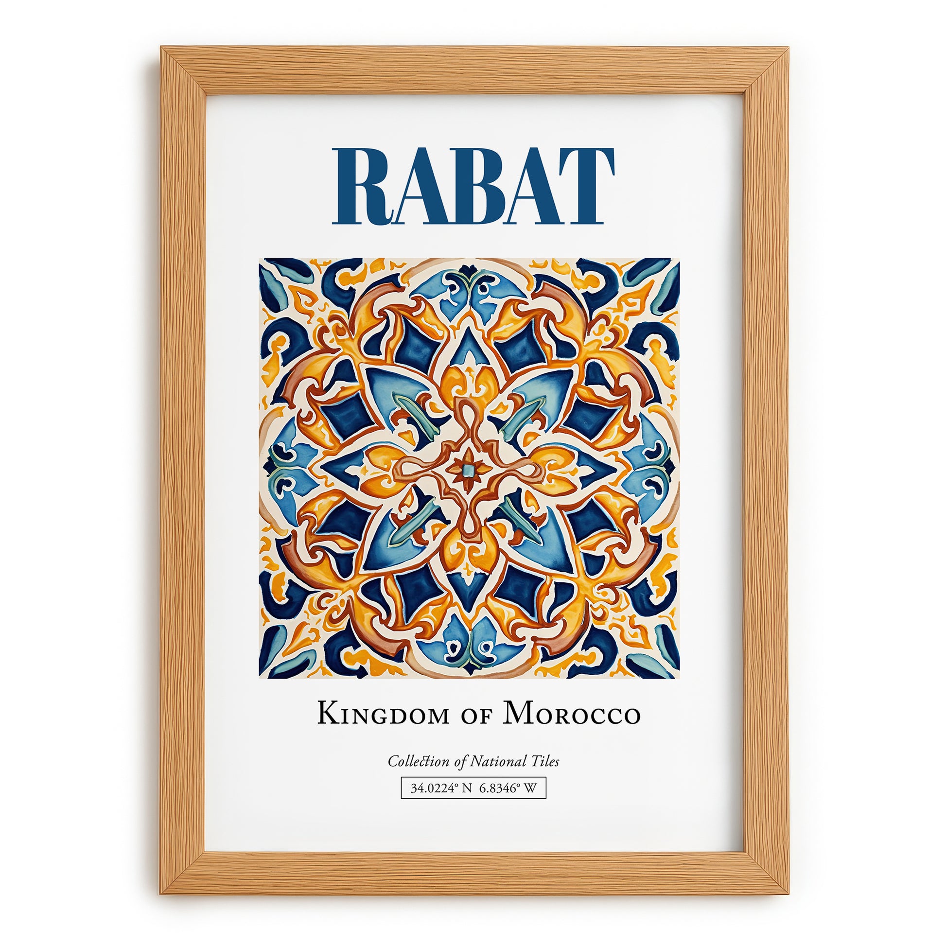 Rabat, Morocco – Travel Wall Art, set in oak frame